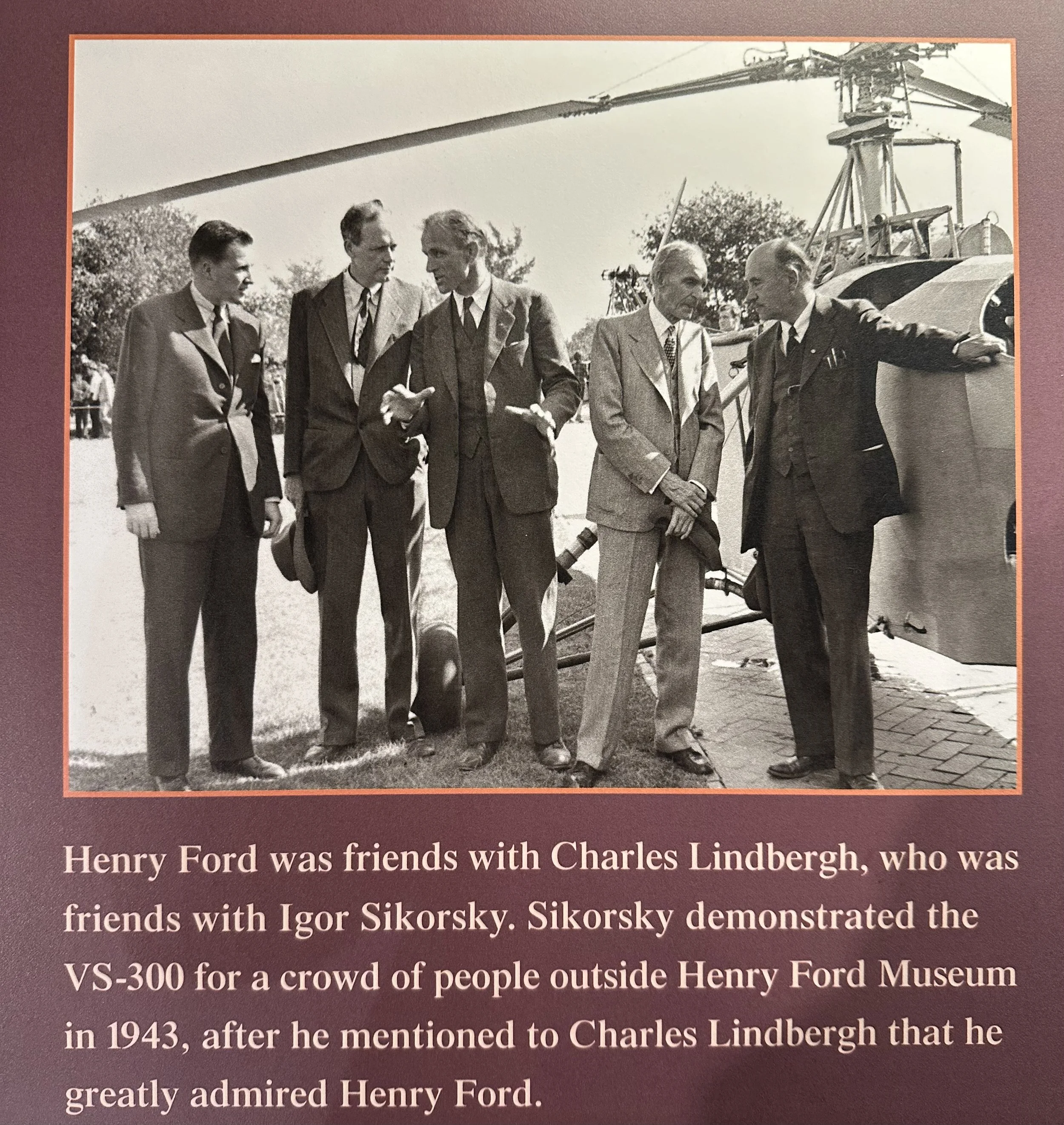 1943 Igor Sikorsky, Henry Ford, and Charles Lindbergh