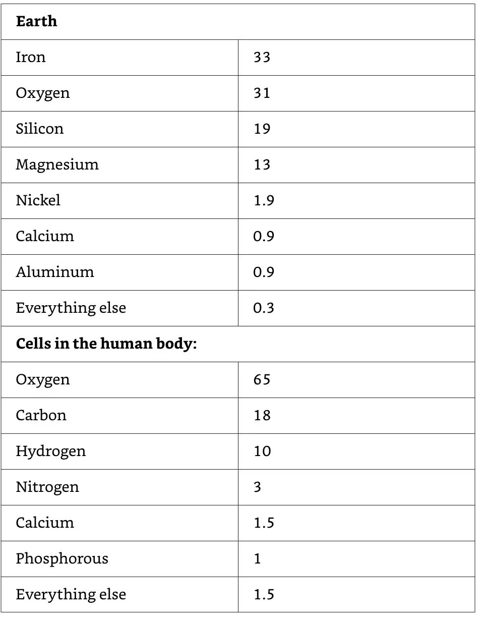 Elements in the Earth vs. Human Body