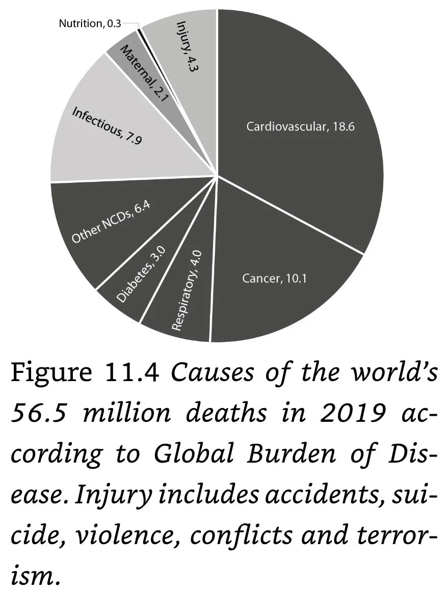 Figure 11.4 Causes of the Worlds 56.5M deaths in 2019