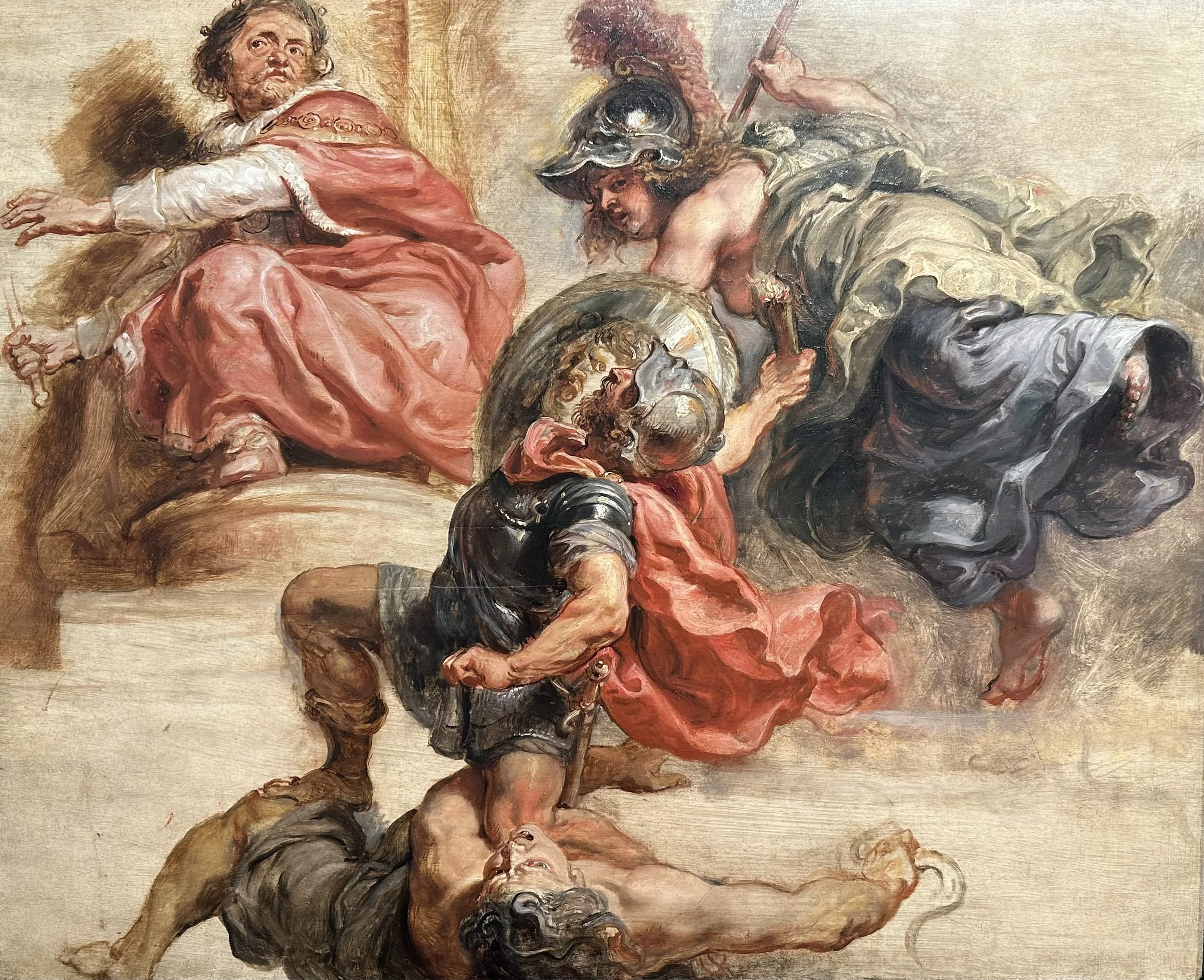 1633 Painting Wisdom keeps armed rebellion away from the throne of James I of England by Peter Paul Rubens