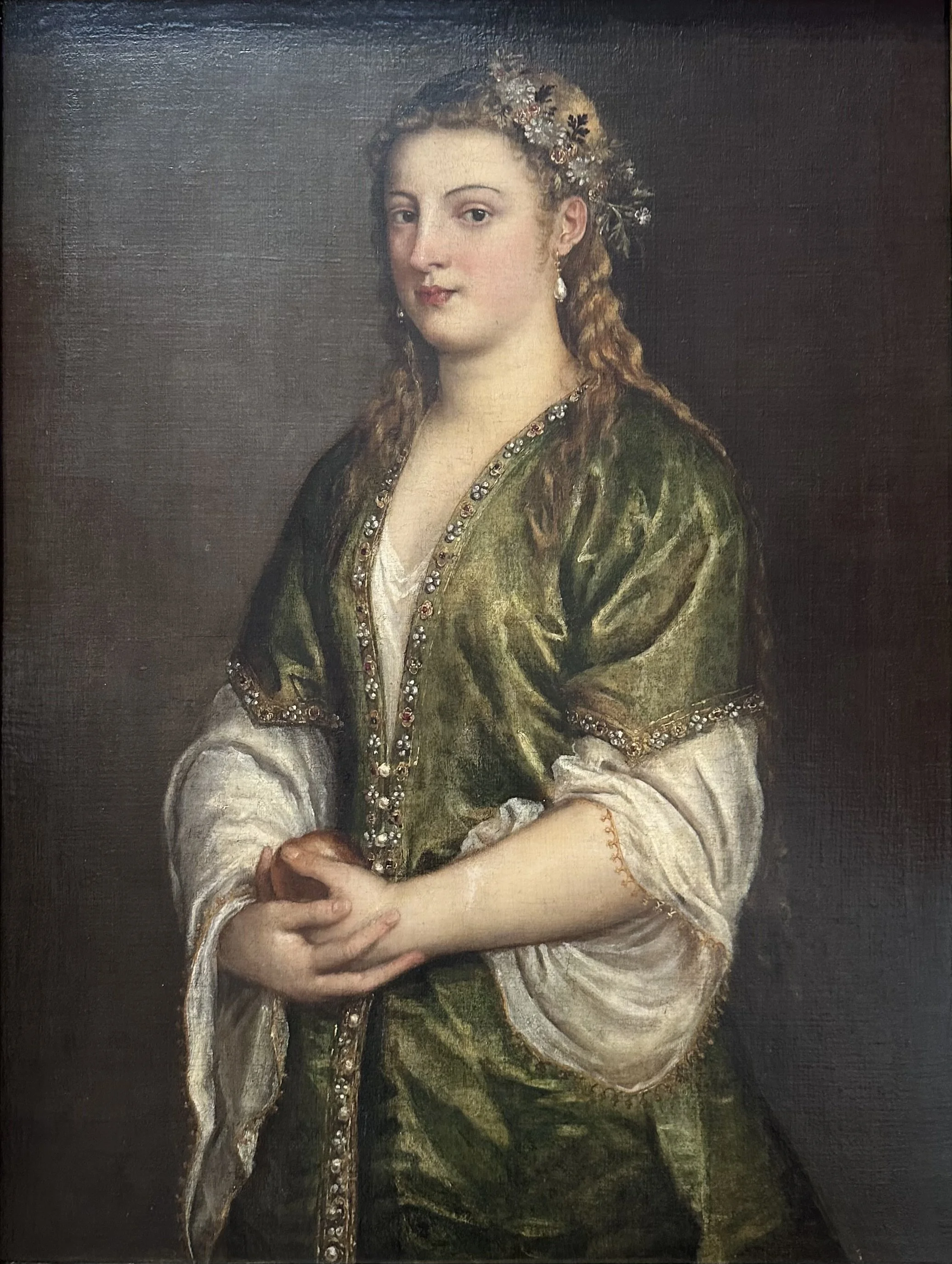 1550 Woman Holding an Apple by Titian