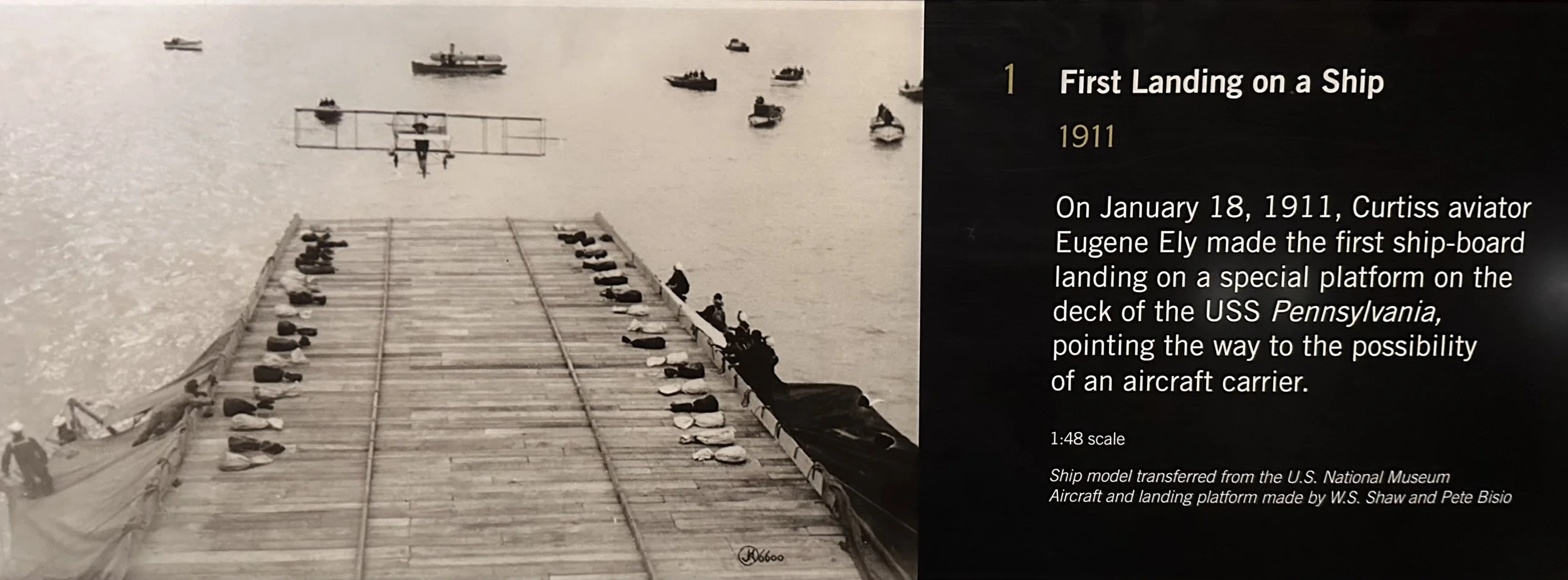 19110118 Eugene Ely makes the first ship-board landing