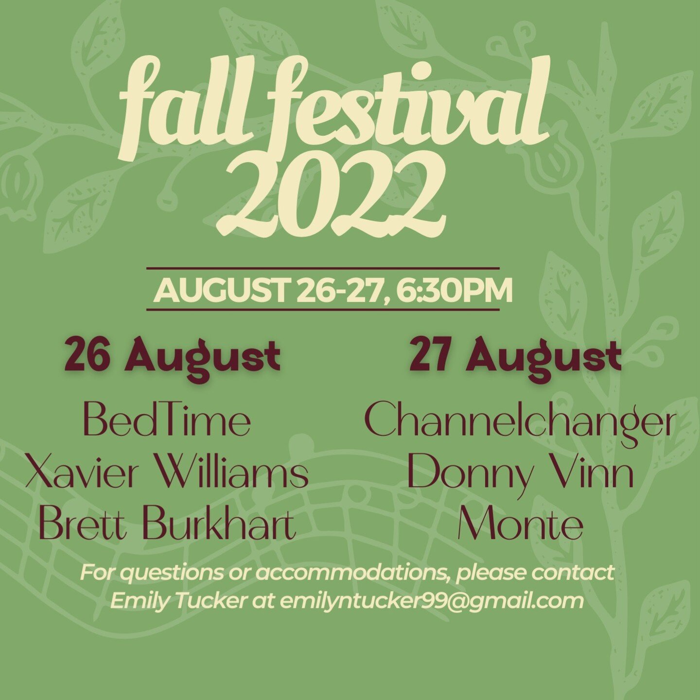 🎉ANNOUNCEMENT! 🎉 Our Fall Festival will be Friday, August 26 and Saturday, August 27 starting at 6:30pm, featuring six incredible local performers to kick off the school year with some tunes! 🎶

Come out to the shop (564 Buchanan Avenue) to sip on