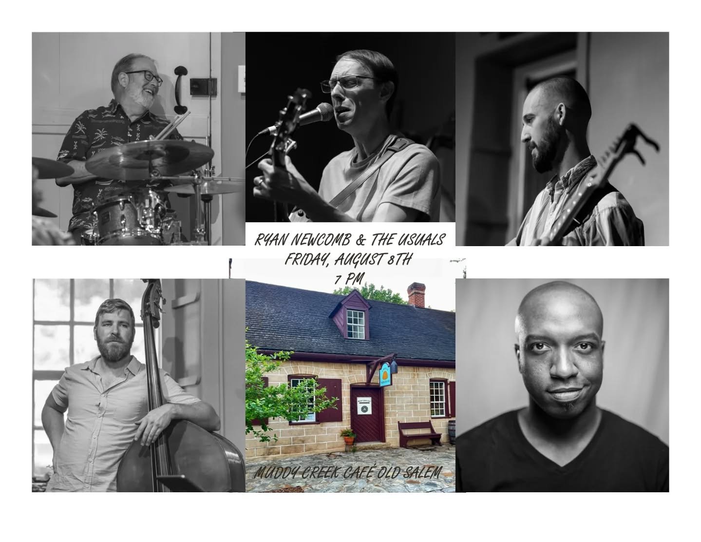 It's happening! Ticket link is live for Ryan Newcomb & The Usuals!! Don't miss me performing with 4 of Winston-Salem's best musicians. One night only - Friday, August 8th, 7 PM at Muddy Creek Cafe Old Salem. Get your tickets today!!! Link in bio