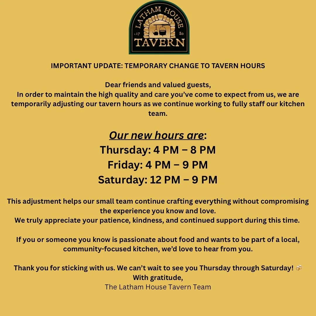 Update and new hours! We can&rsquo;t wait to see you this Thursday, Friday, and Saturday!!