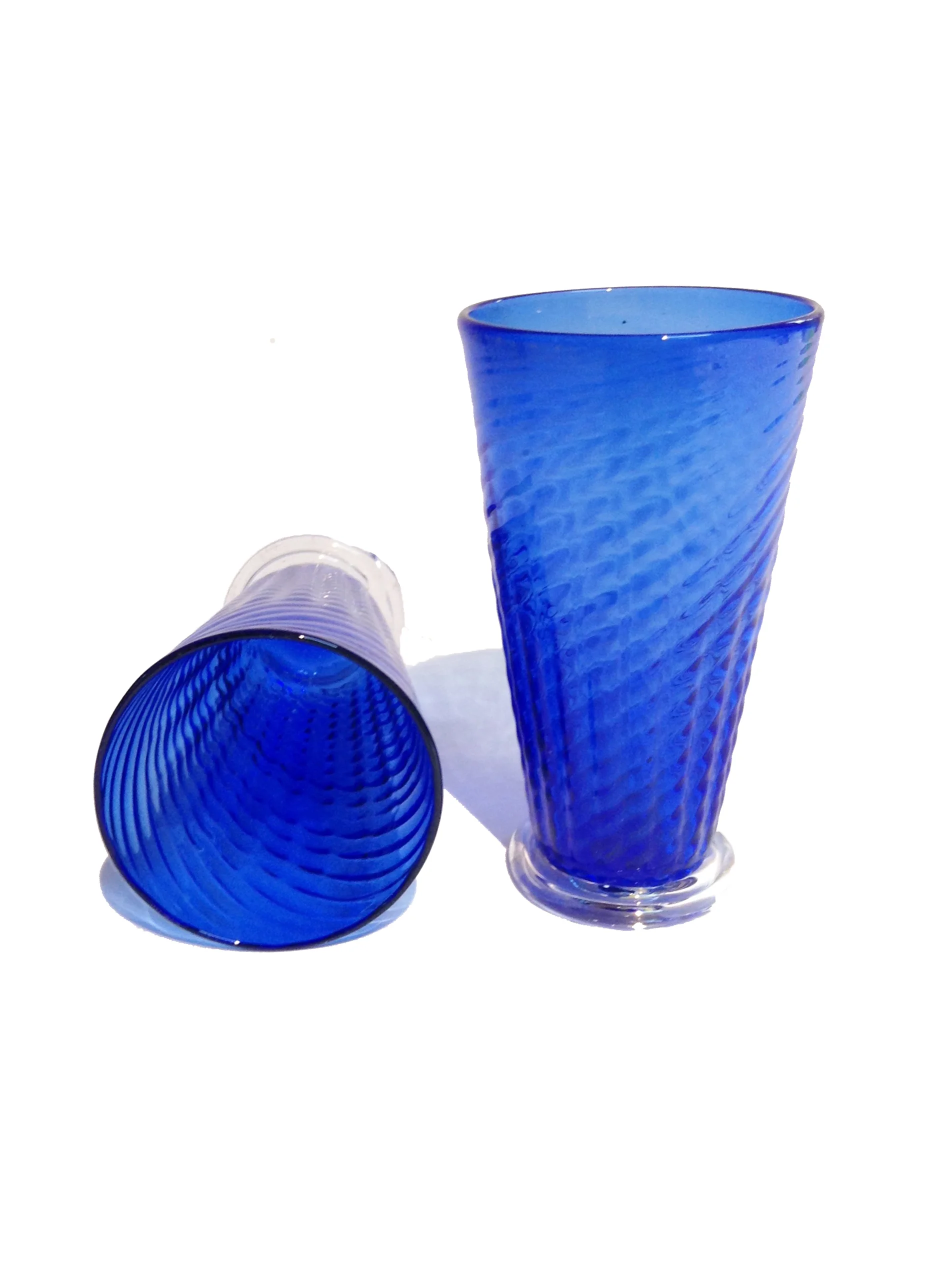 Intense Blue Basket Weave Glass