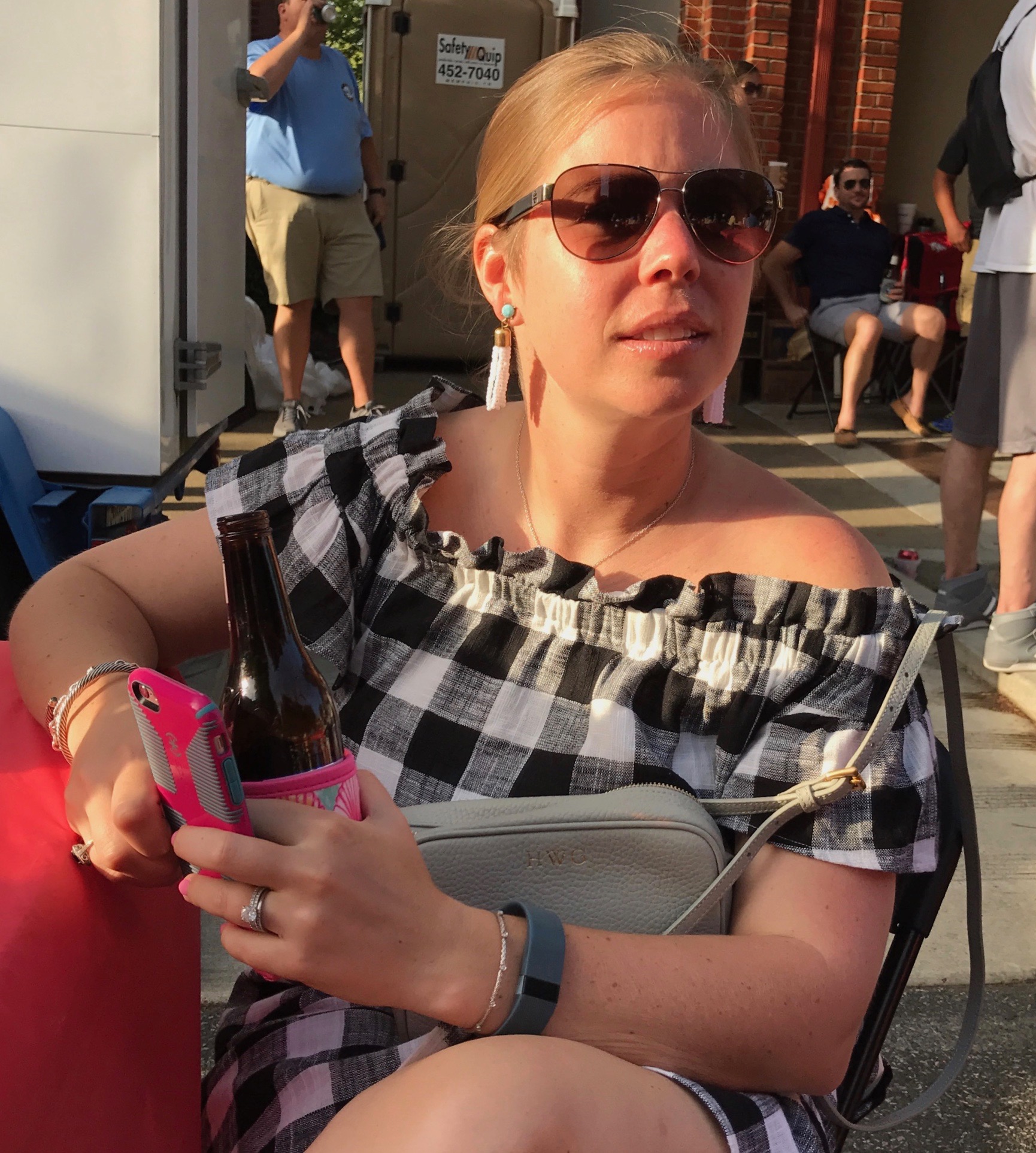 Thanks to this nice candid shot that Parker took, you can see my Sugarfix by BaubleBar beaded tassel drop earrings. $12.99 at Target! I have them in two other colors too. Thanks Mama!