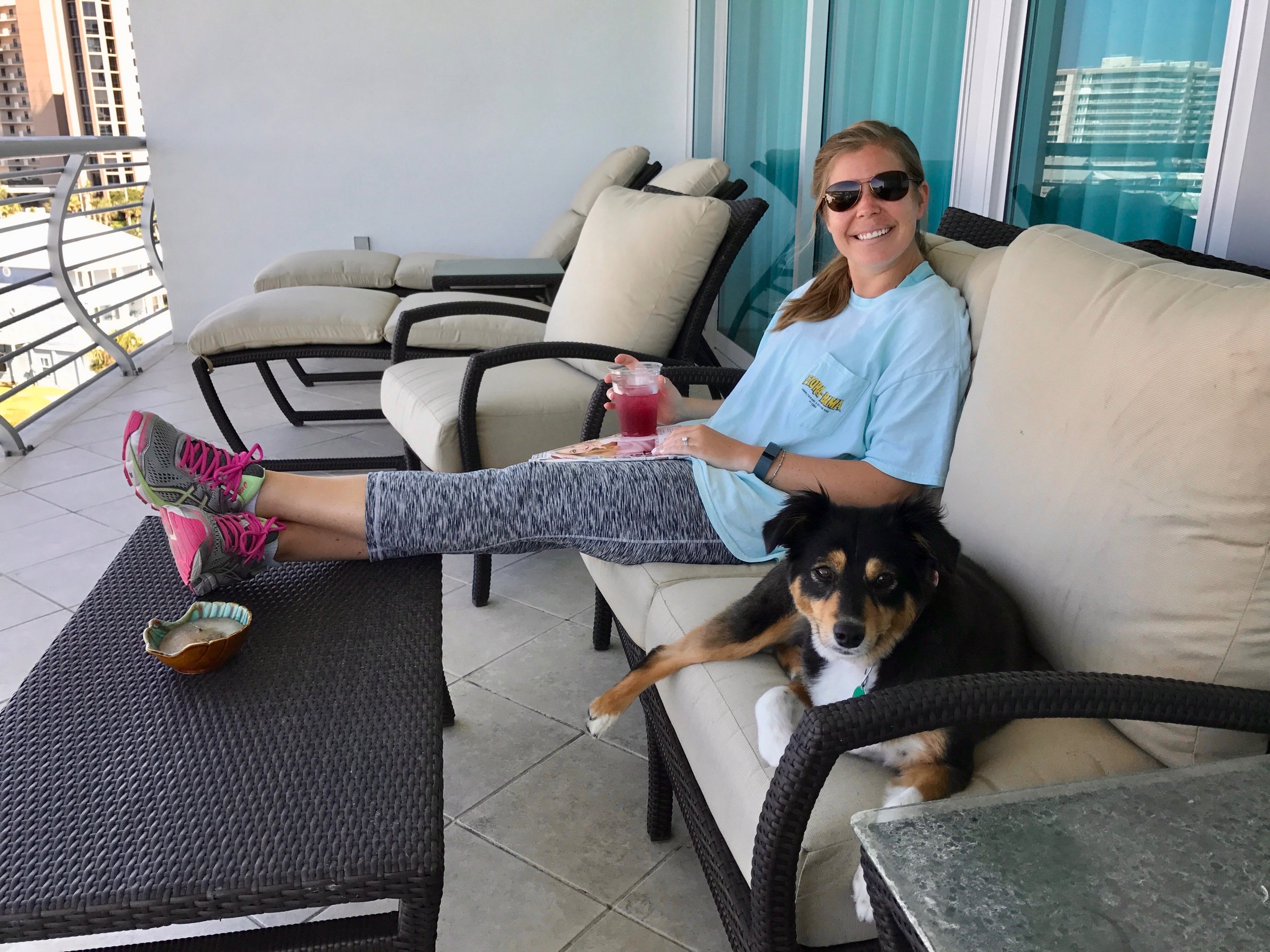 (Super trendy) Outfit Details: T-shirt- Florabama // Leggings- GapFit // Tennis Shoes- Asics // Drink- Grape-A-Rita