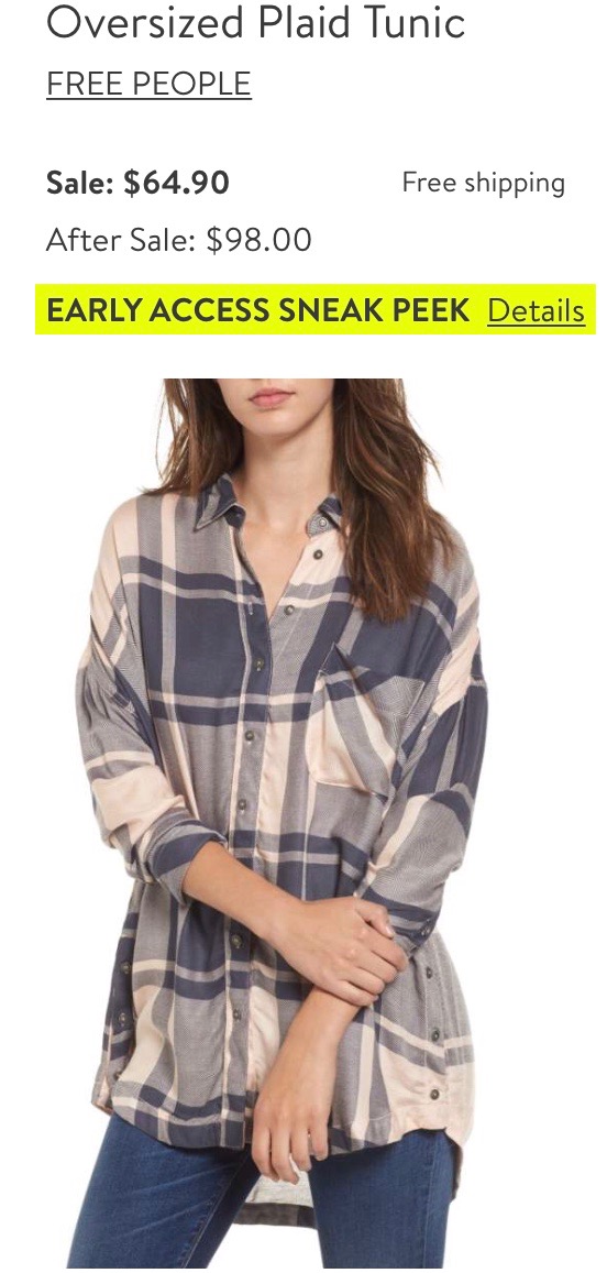 *Free People Plaid Tunic - This sold out, but came back in stock, and I scooped it up immediately! My mom got this peach color, and I got the blue.