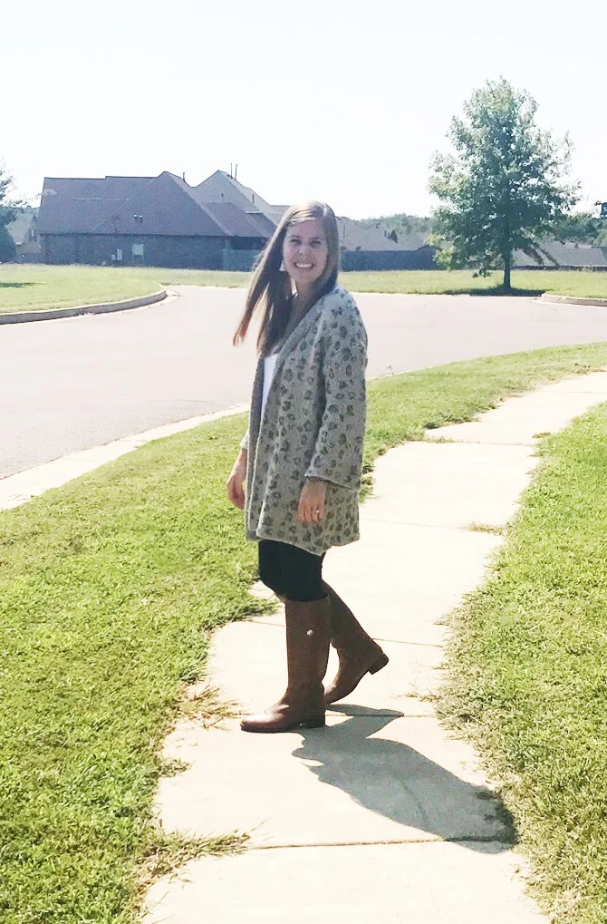 Cardigan // Top // Leggings / / Boots // Earrings