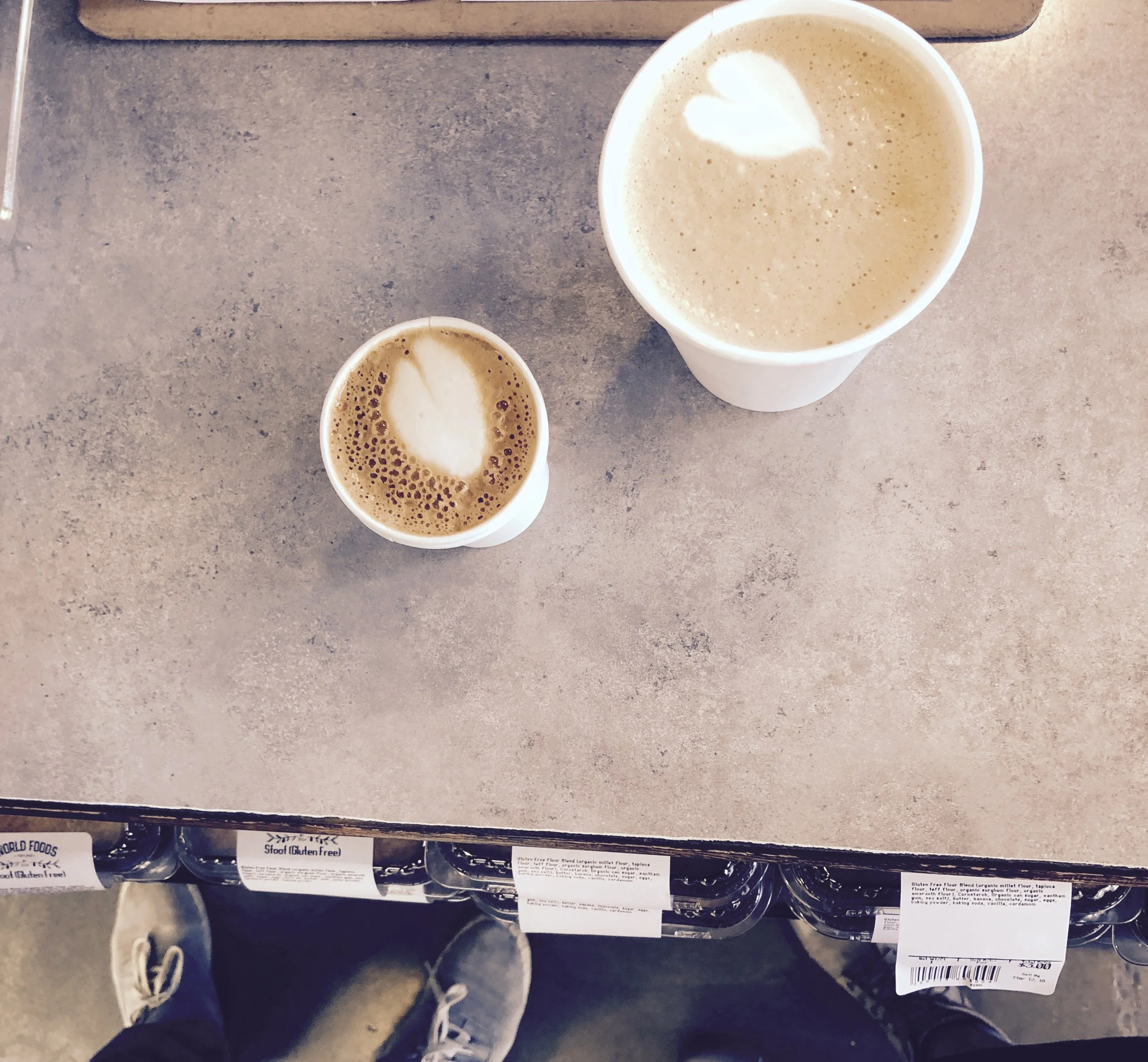 a cortado for him and a vanilla latte for her. both filled with love and goodness. 