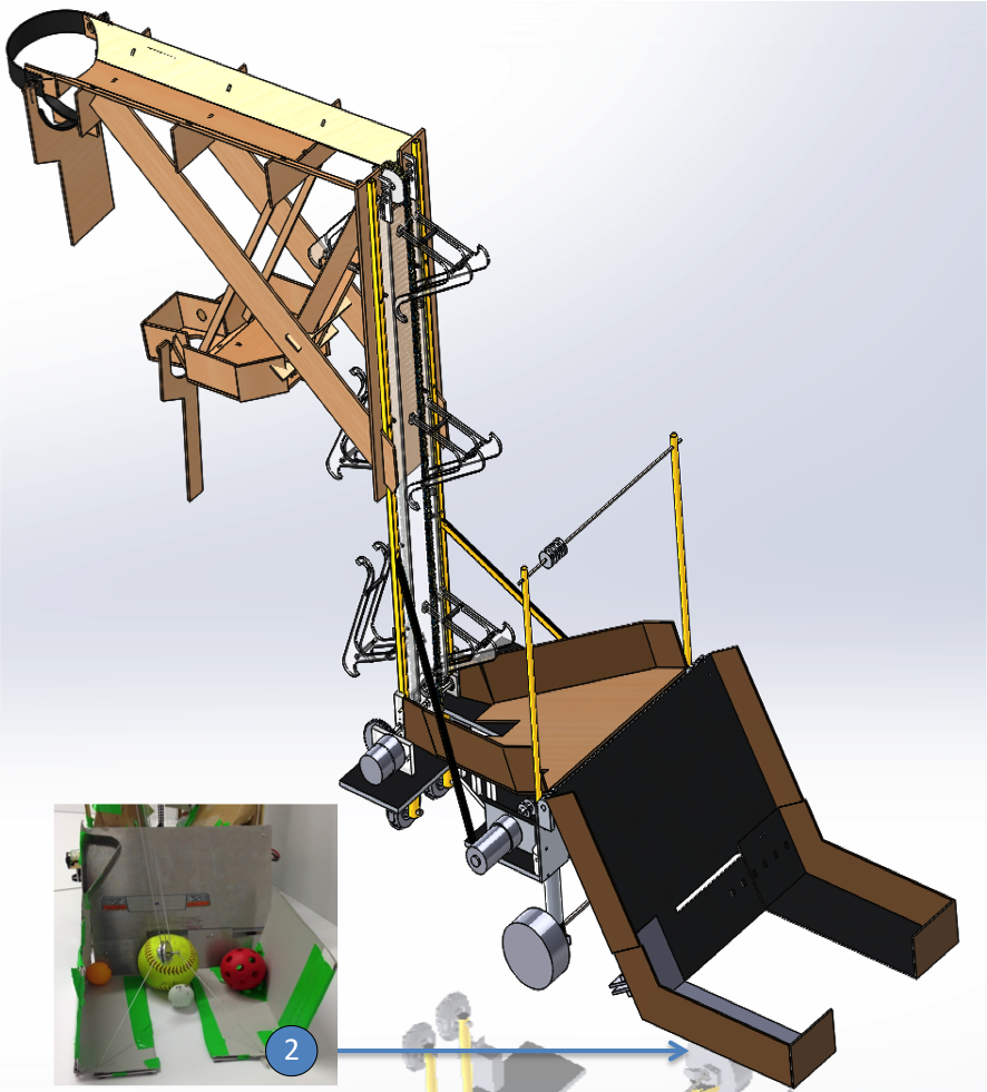  2.&nbsp; Collection Mechanism:  A rack and pinion joint closes the arms around the balls to collect them. While I was also instrumental in designing the other subassemblies, I was in charge of the final design and machining of the collection subasse