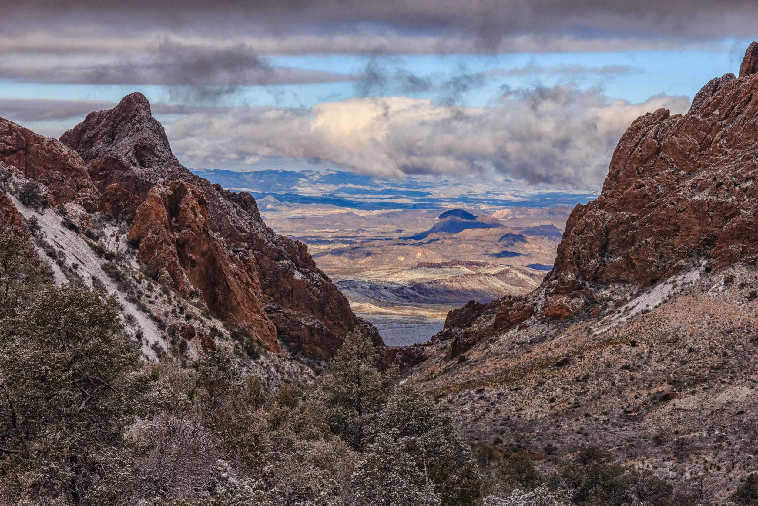 Snowy Window View - Big Bend National Park