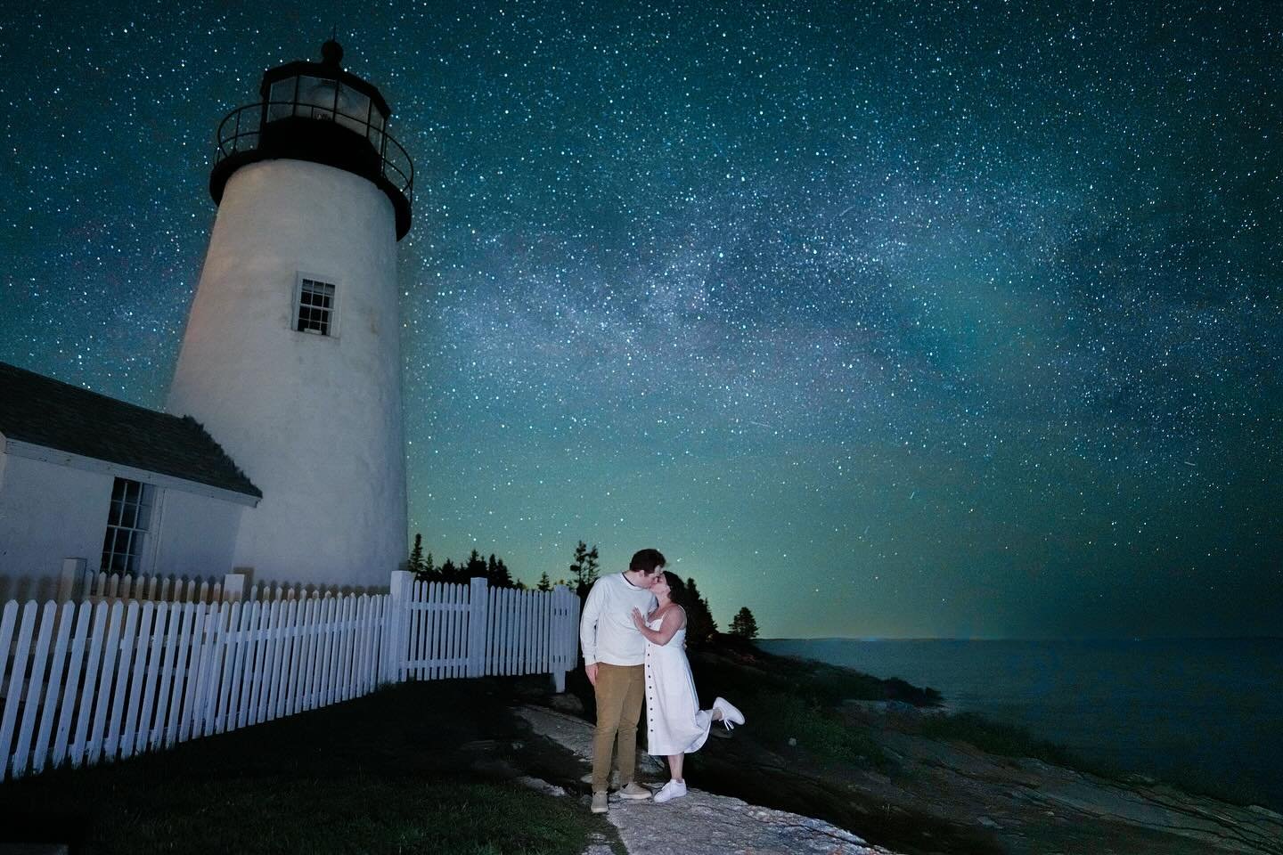Becca and Eben said yes to a starry night engagement session at Pemaquid Point Lighthouse&mdash;and honestly, I&rsquo;m still speechless.

Their love lit up the sky. There&rsquo;s just something timeless and wildly romantic about celebrating your eng