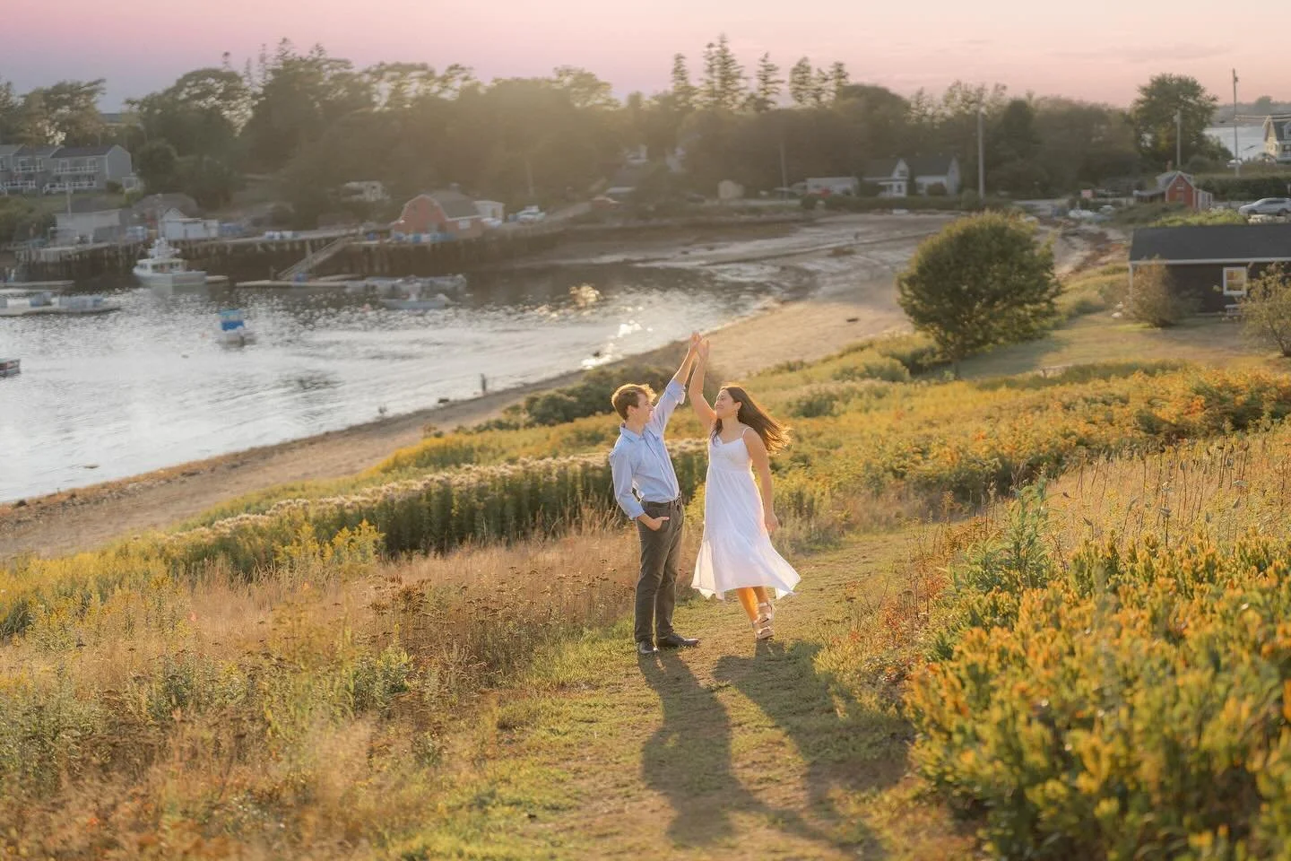 Golden light, ocean air, and a love that feels completely at home. We met Abby &amp; Covy on Bailey Island, paces from their 2026 wedding venue. It felt fitting to celebrate their engagement here too, as the harbor filled with boats at sunset.

There