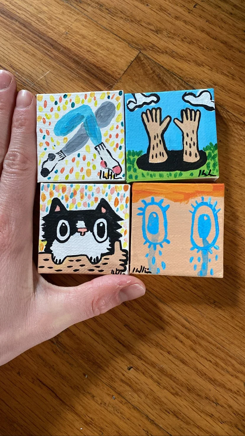 2 inch by 2 inch pocket paintings.JPG