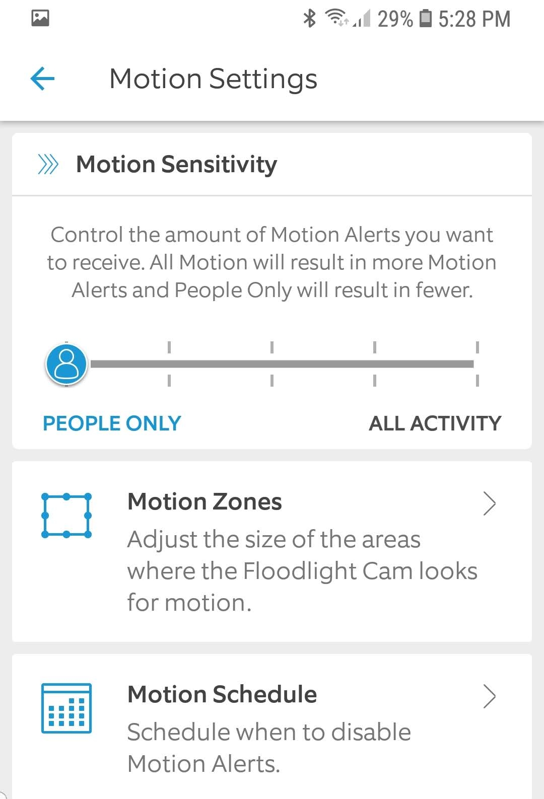 ring floodlight motion sensitivity