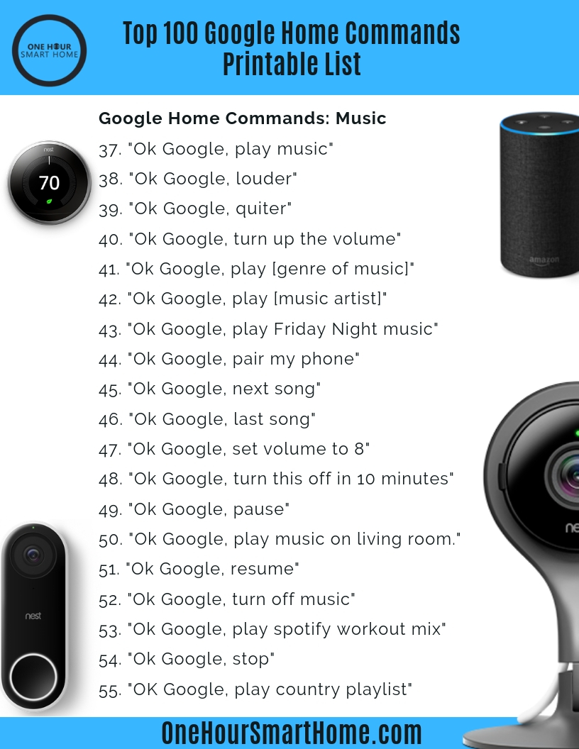 Google Home Commands: 100 Of 2019 — OneHourSmartHome.com