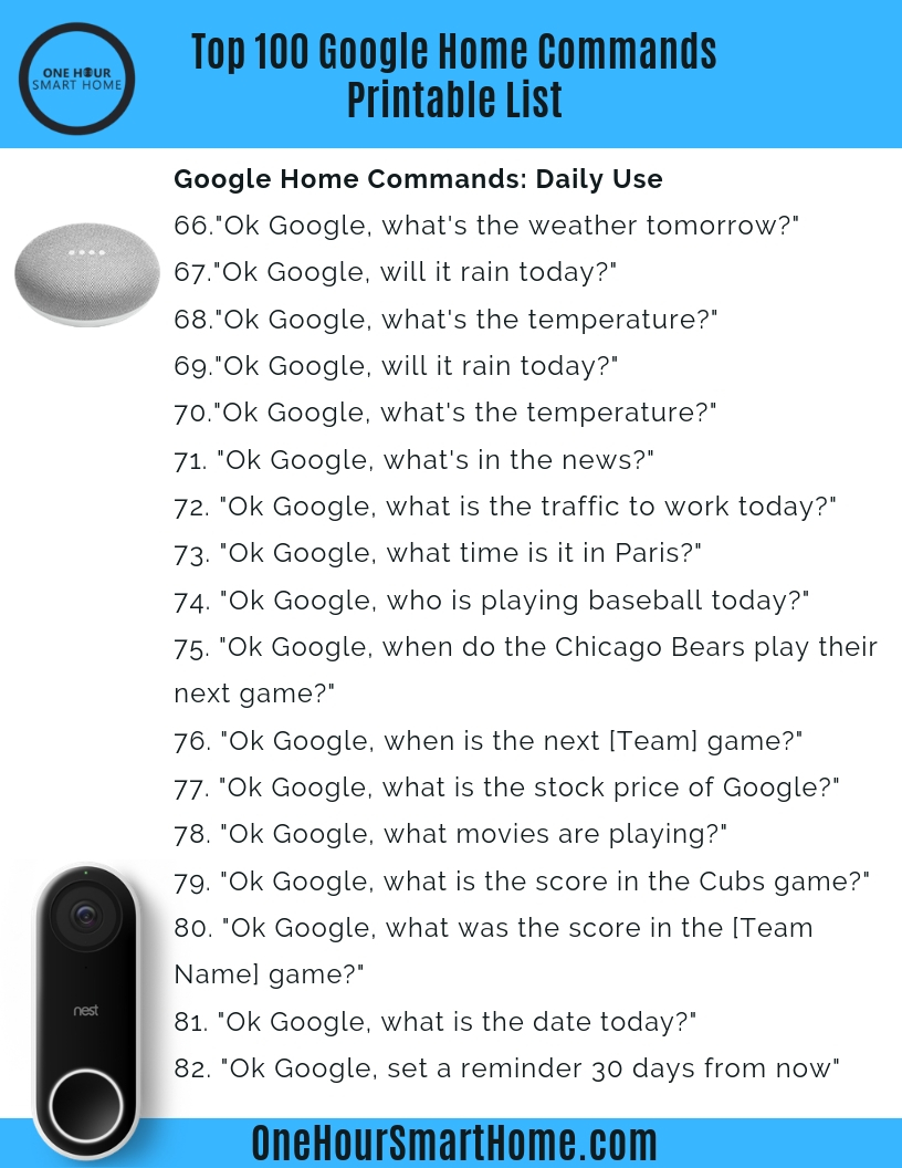 Jaké příkazy mohou udělat Google Home?