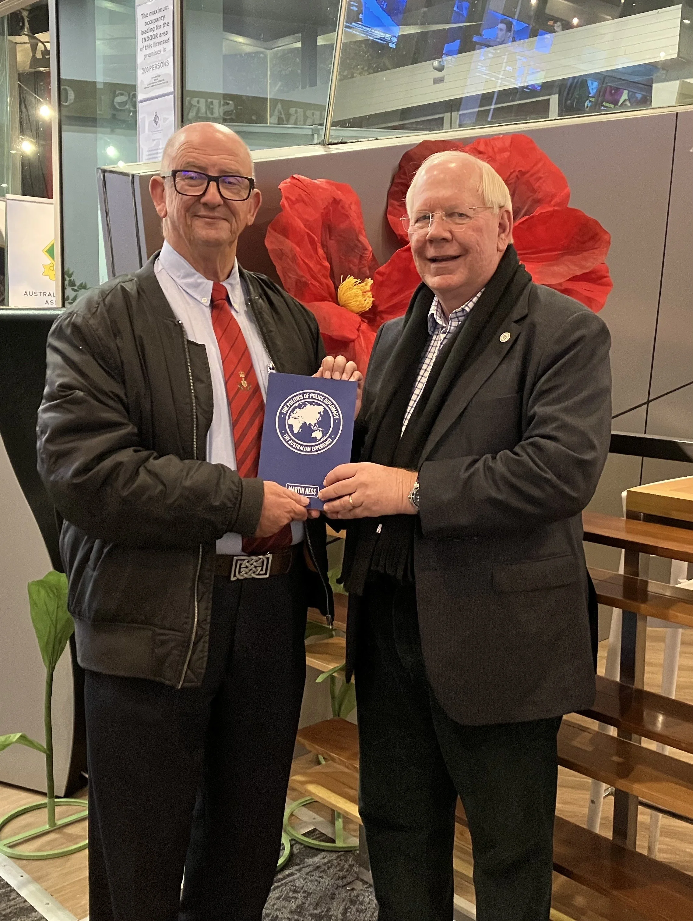 Dr Martin Hess (ACT RCS Fellow) launches his book on Police Diplomacy at the Australian War Memorial