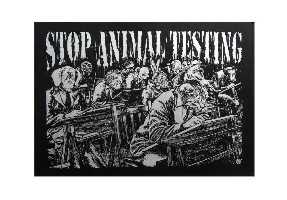 STOP ANIMAL TESTING — Glenno Art