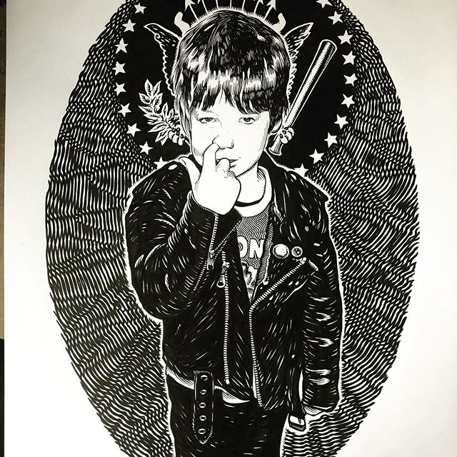 #glennoart #illustration #portraits #portraiture #ramones #theramones #theramonesforever I&rsquo;ve been kept busy doing the odd portrait here and there and this one is definitely a bit of a favourite... young Cooper stickin his finger in his nose li