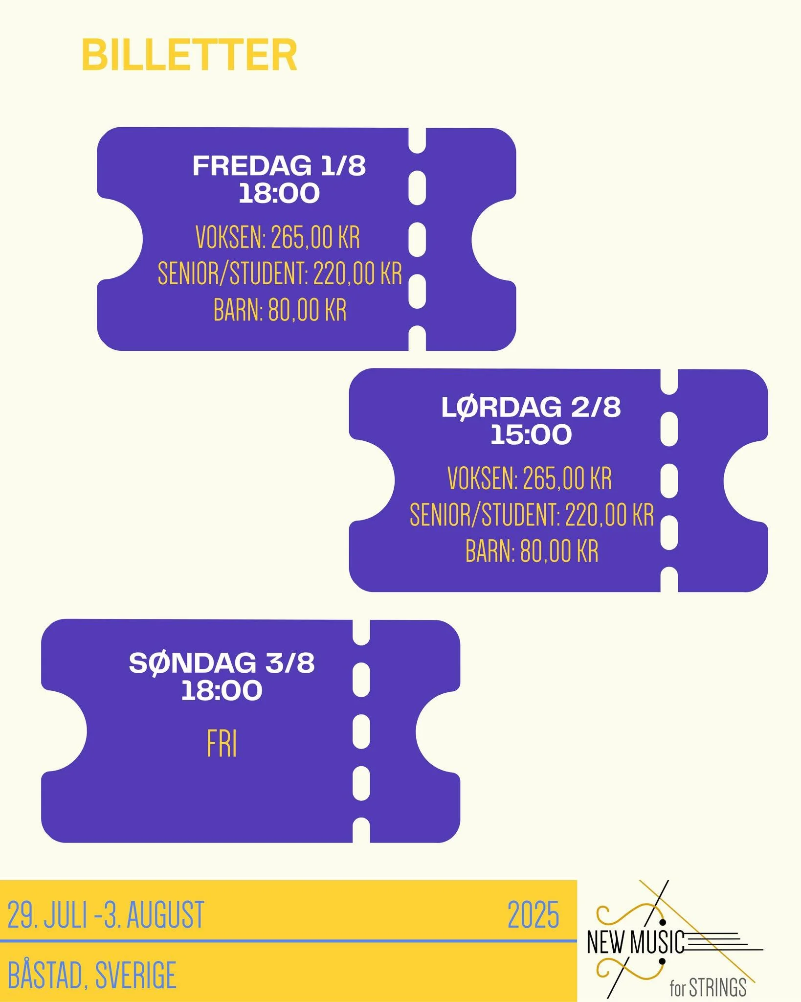 🎶✨ S&aring; er det i morgen (29.7) In Between Strings g&aring;r l&oslash;s! L&aelig;s meget mere om hele programmet her:

https://inbetweenmusicfestival.se/konserter.html

NMfS koncerter:

🎻 1. aug kl. 18.00
Mellem folkemusik, kunstmusik, toner og 