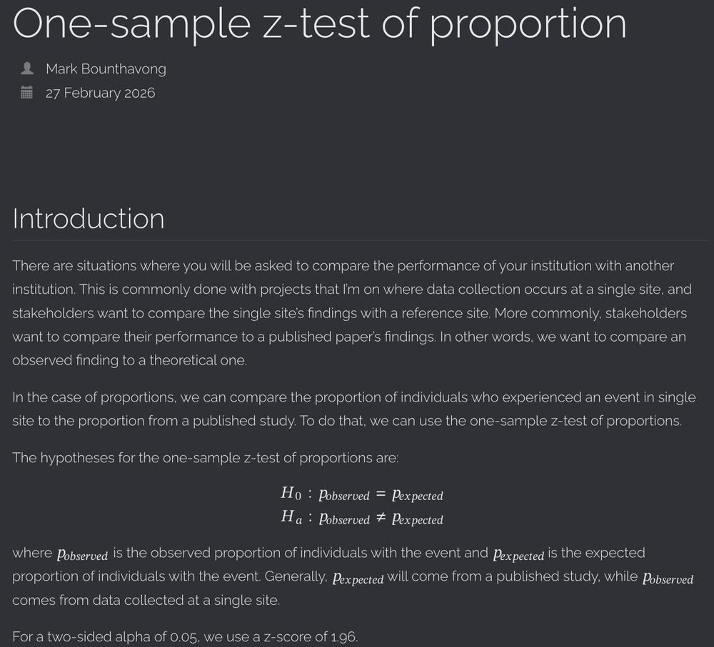 One-sample z-test of proportions in R — Mark Bounthavong