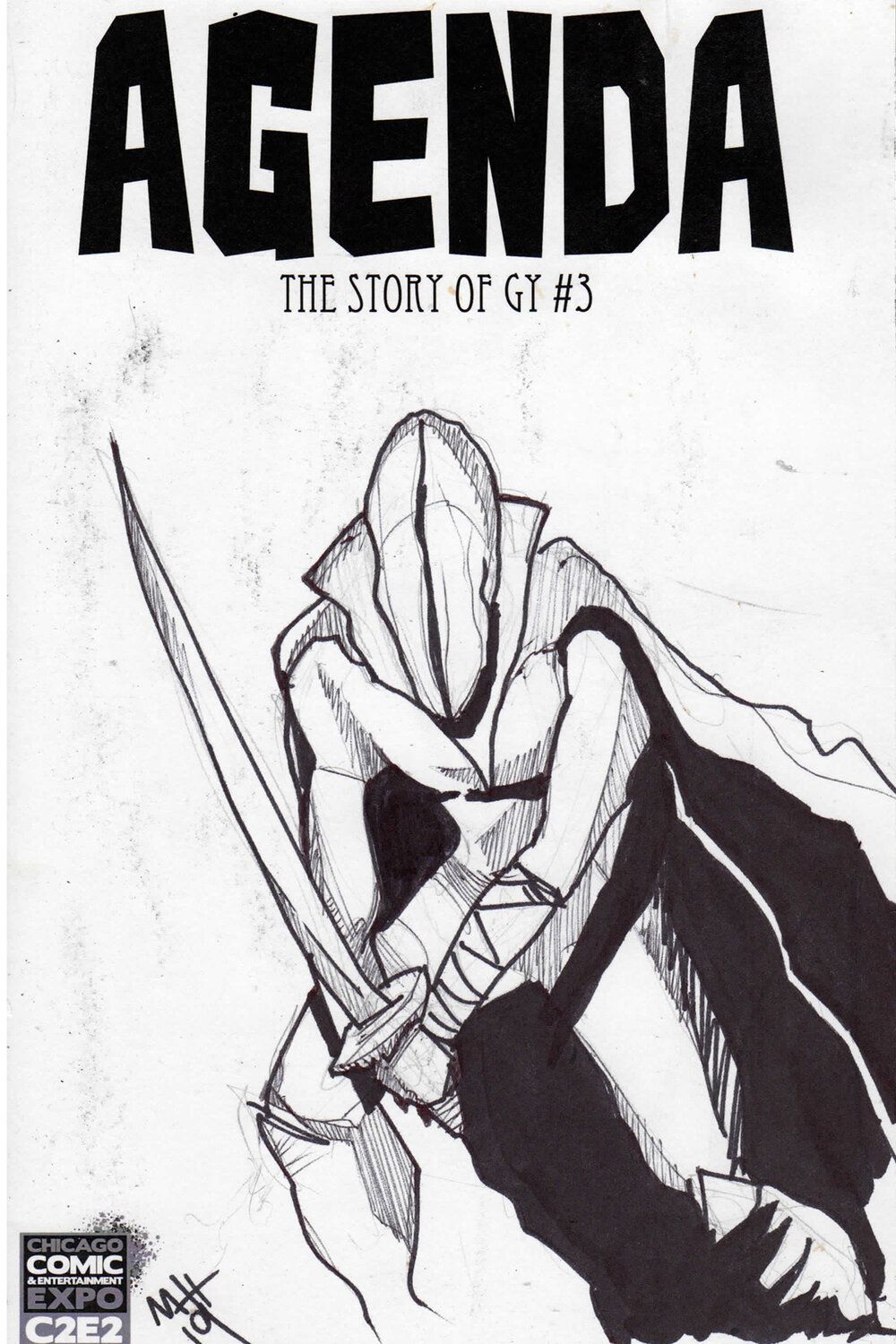 Agenda The Story of GY #3 Prince Sketch Cover — Broke Drawers Print Postcard Comicbook Charcoal Collage