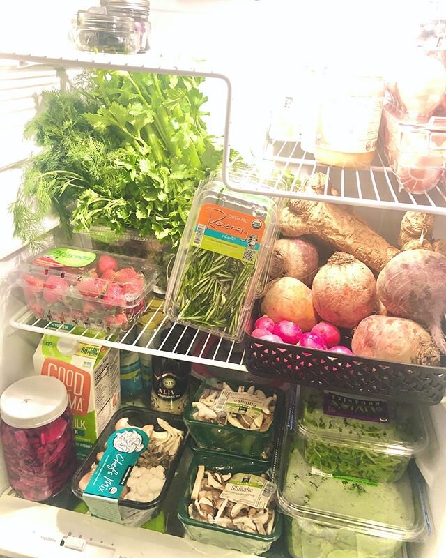 Who&rsquo;s fridge is feeling sexy? Greens, roots, mushrooms, herbs, berries, seeds and ferments- yes please. #eattherainbow #fridgegoals #fridgeorganization #beets #herbs #cilantro #rosemary #spinach #moremushrooms #celery #cabbage #arugla #pumpkins