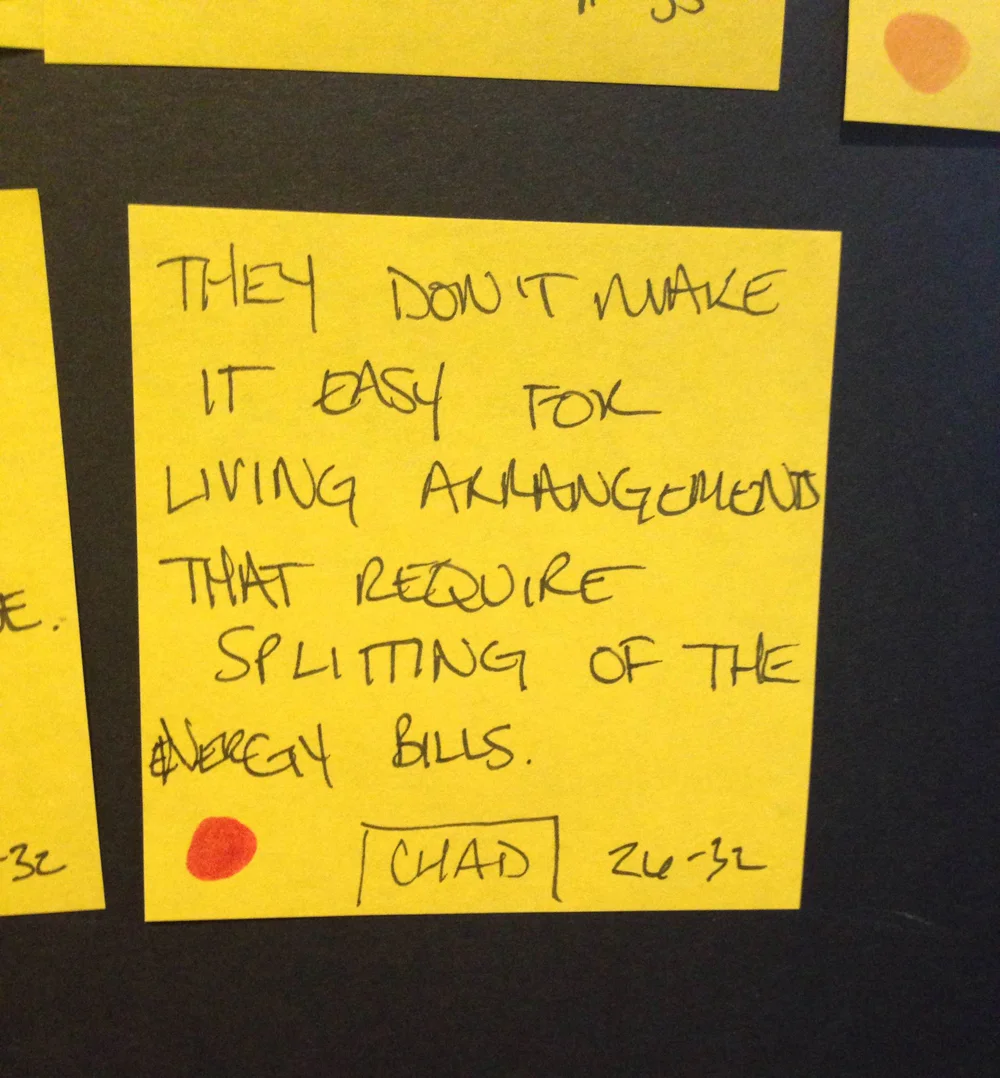  After analyzing all comments we placed them into categories pertaining to issues of energy usage, bill pay, and usability as these were the most common themes we found. Our feature prioritization board allowed us to map out and pinpoint what feature