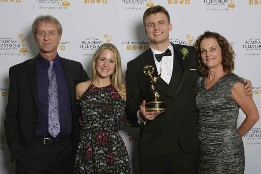 Steve (Dad), Lindsey, Tommy and Annie (Mom) at the 2017 Upper Midwest Regional Emmy Award Gala.