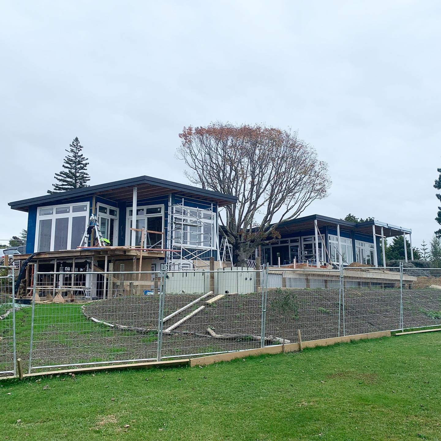 A progress update on our Tasman kiwi bach project. A gloomy site visit, but the traditional timber windows are in and board and batten cladding being installed #superbach #bachonsteroids #architecturenz #nzarchitects