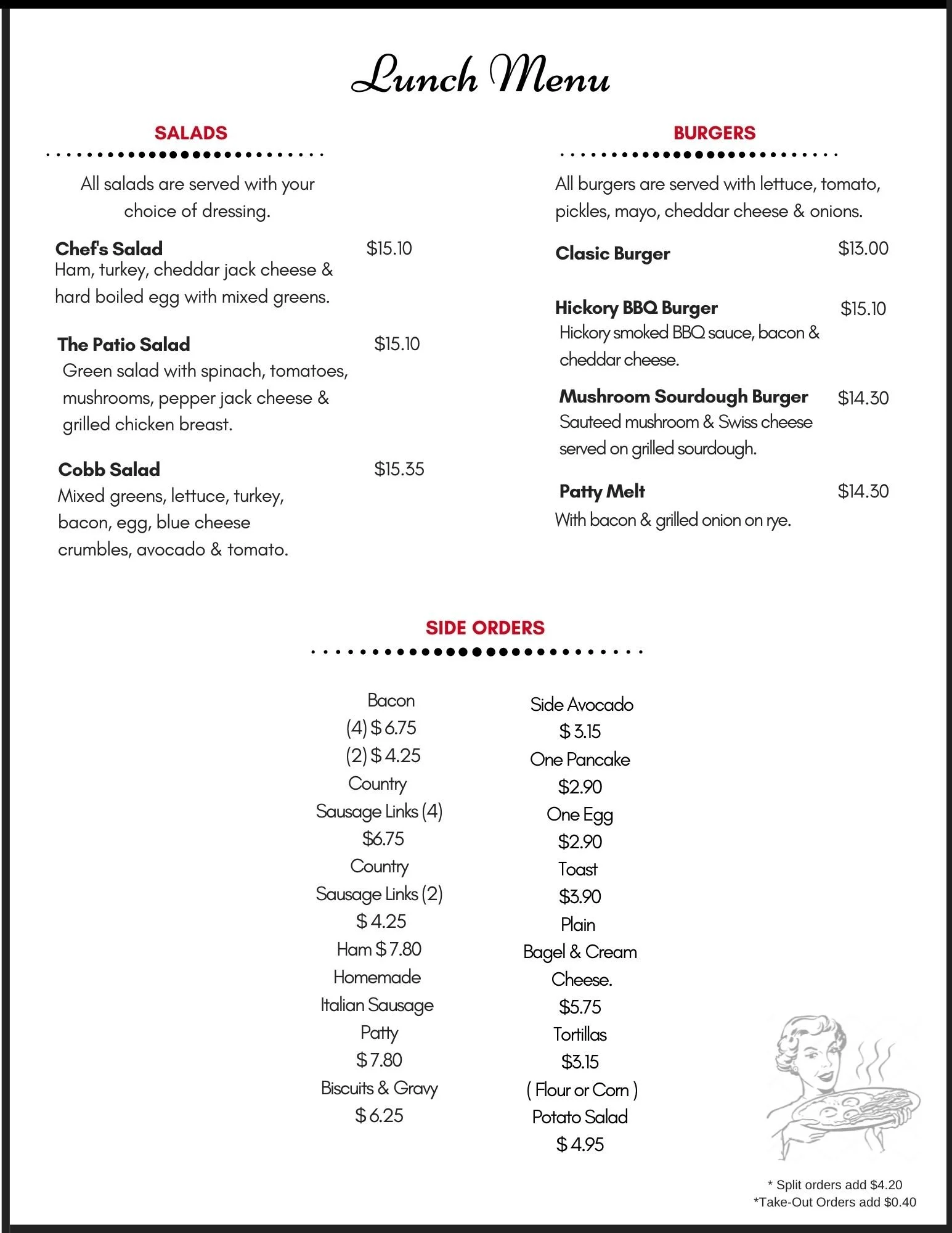 MENU — The Patio Cafe