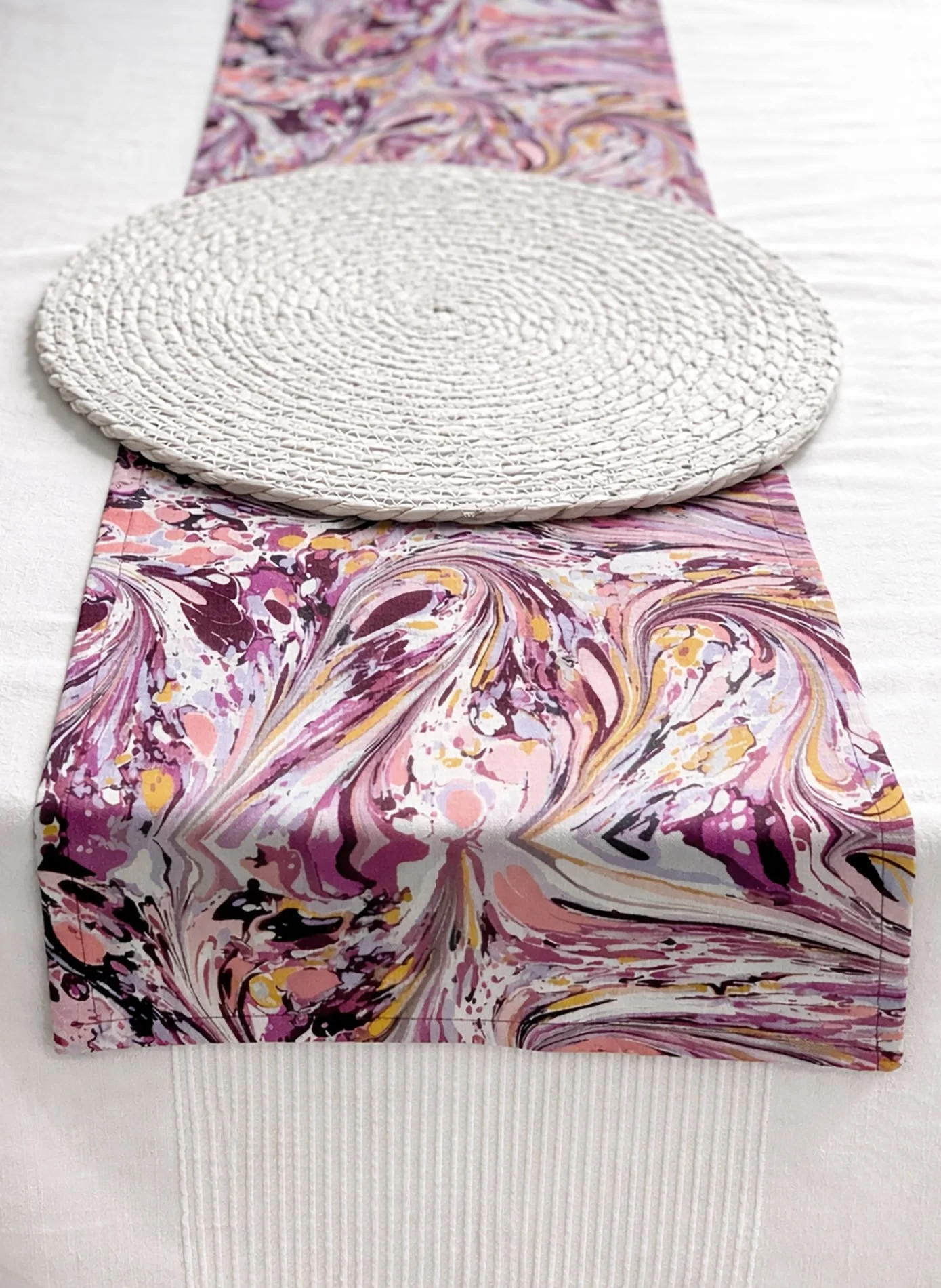 table runner modern hand crafted warm tones