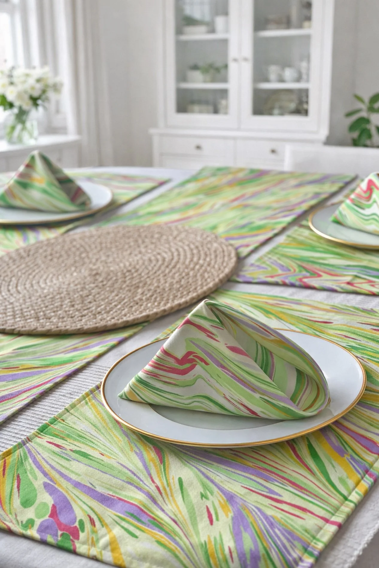 artisan table linen set placemats napkins runner Italy