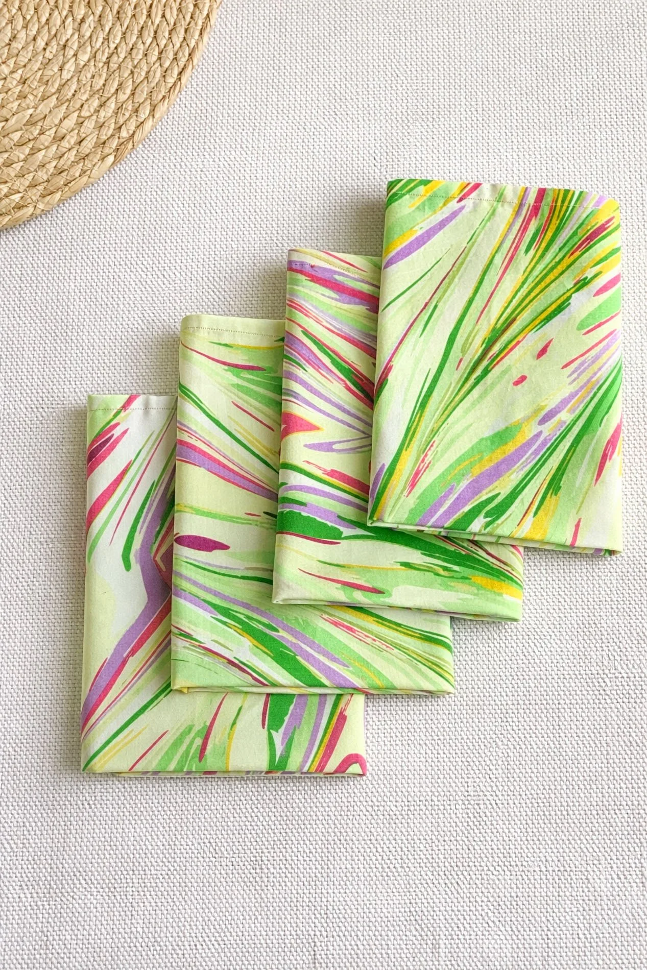 handmade marbled table linen dining set placemats napkins runner Italy