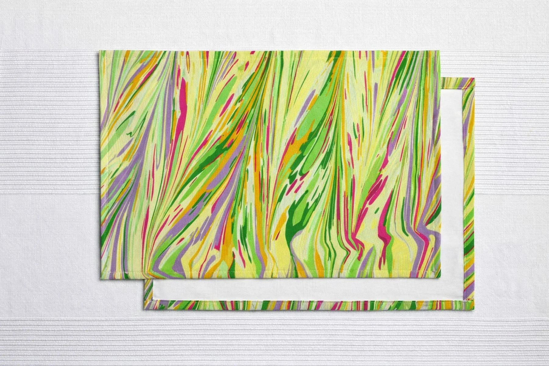 handmade marbled cotton placemats botanical spring table decor Italy