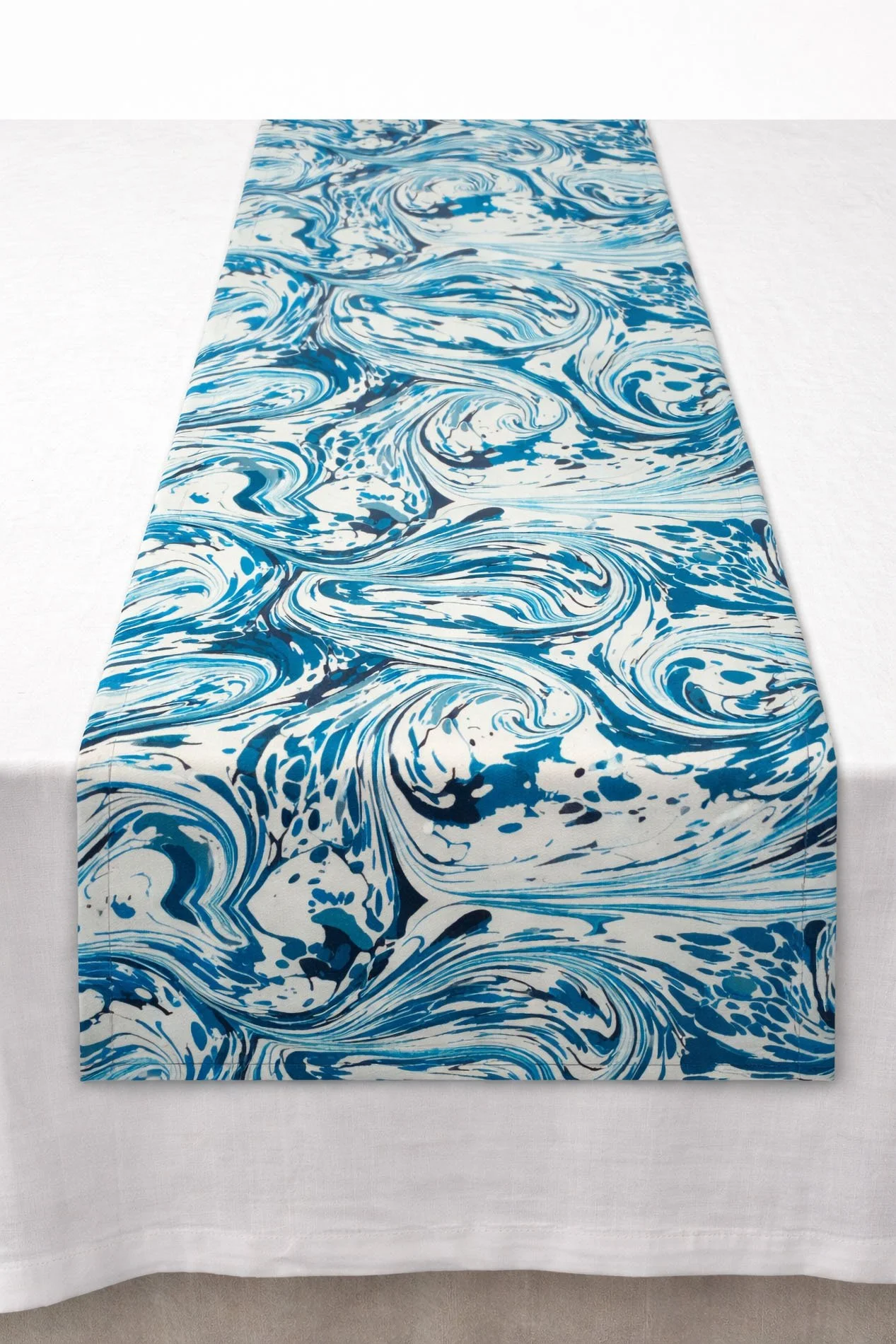 Midnight Ocean marbled fabric placemat