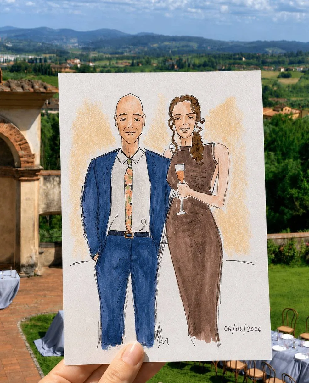 guest gift for wedding personalized drawing italy