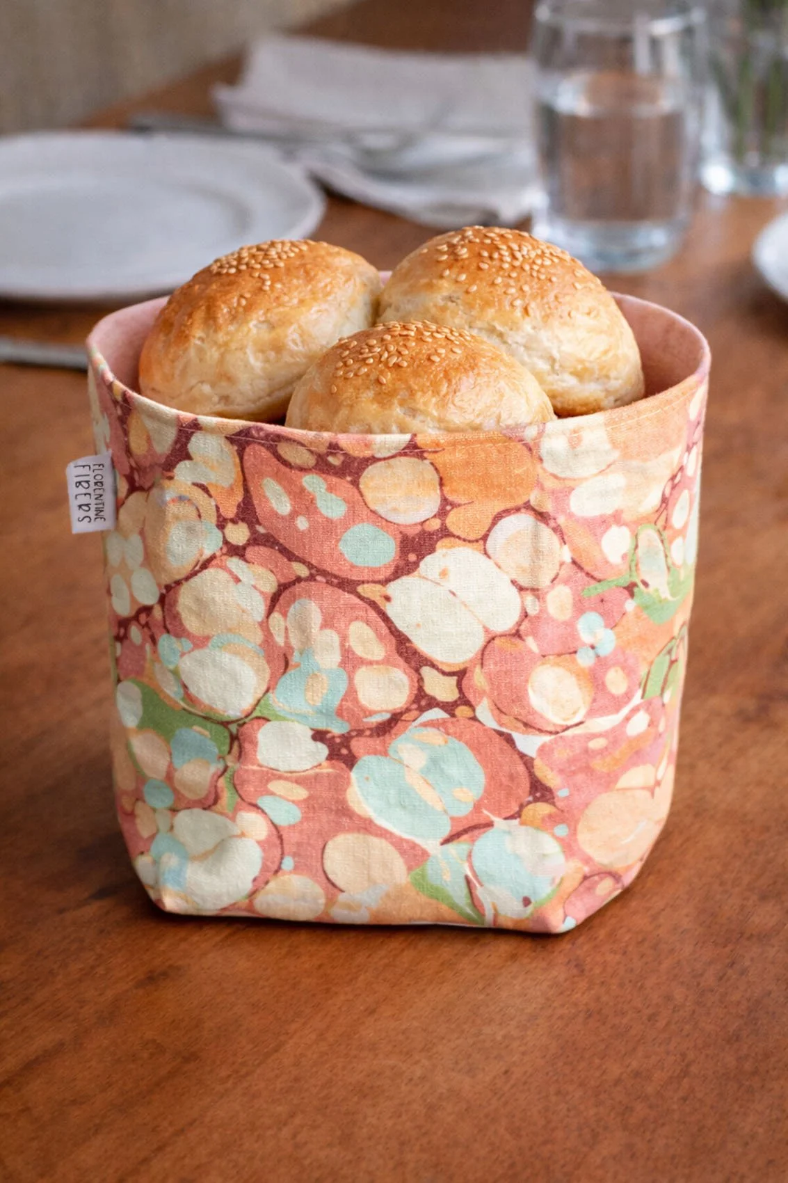 tuscany inspired table bread basket. 100% cotton made in italy