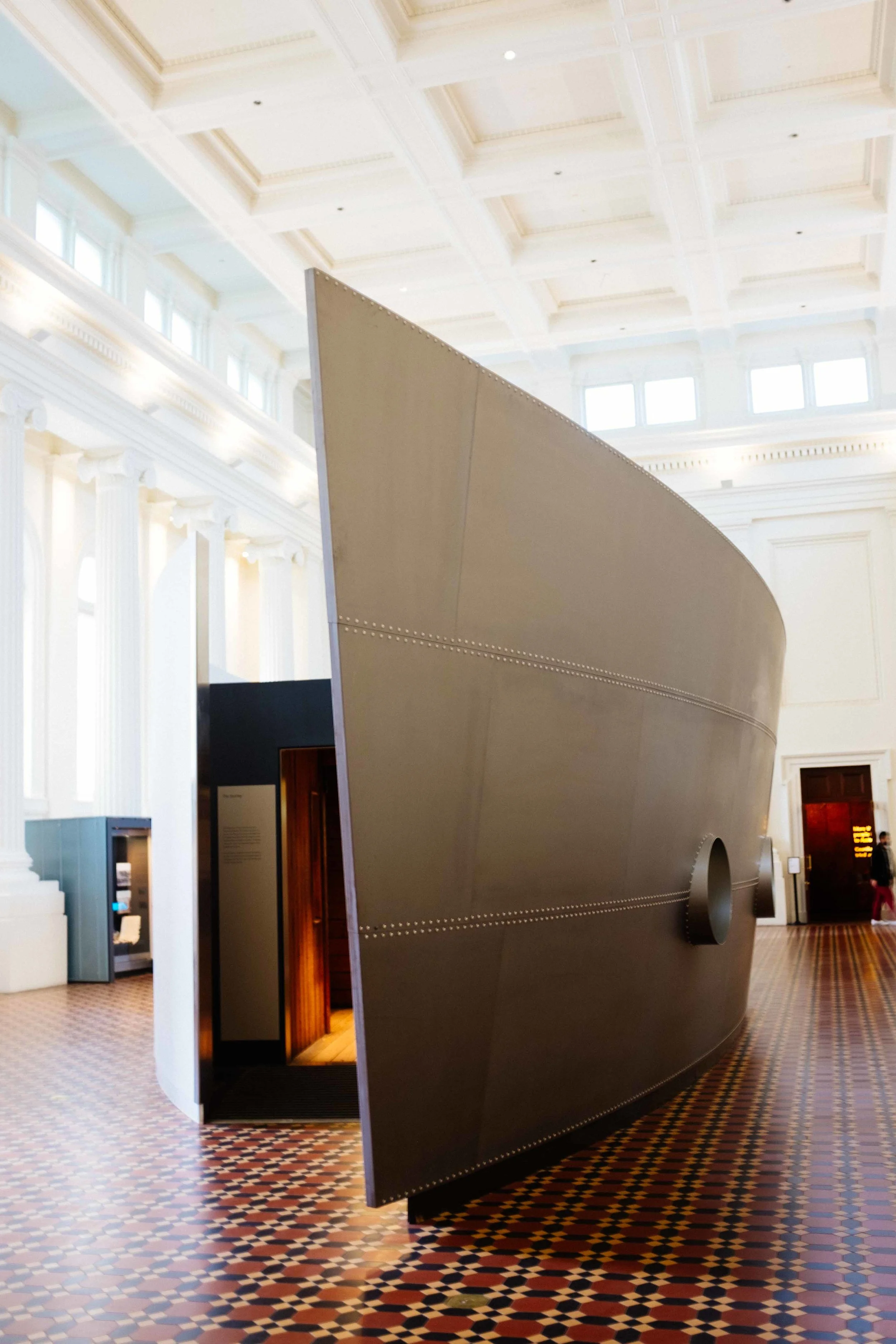 The boat inside the museum of immigration showing how immigrants arrived in Australia. Photo: Marine Raynard
