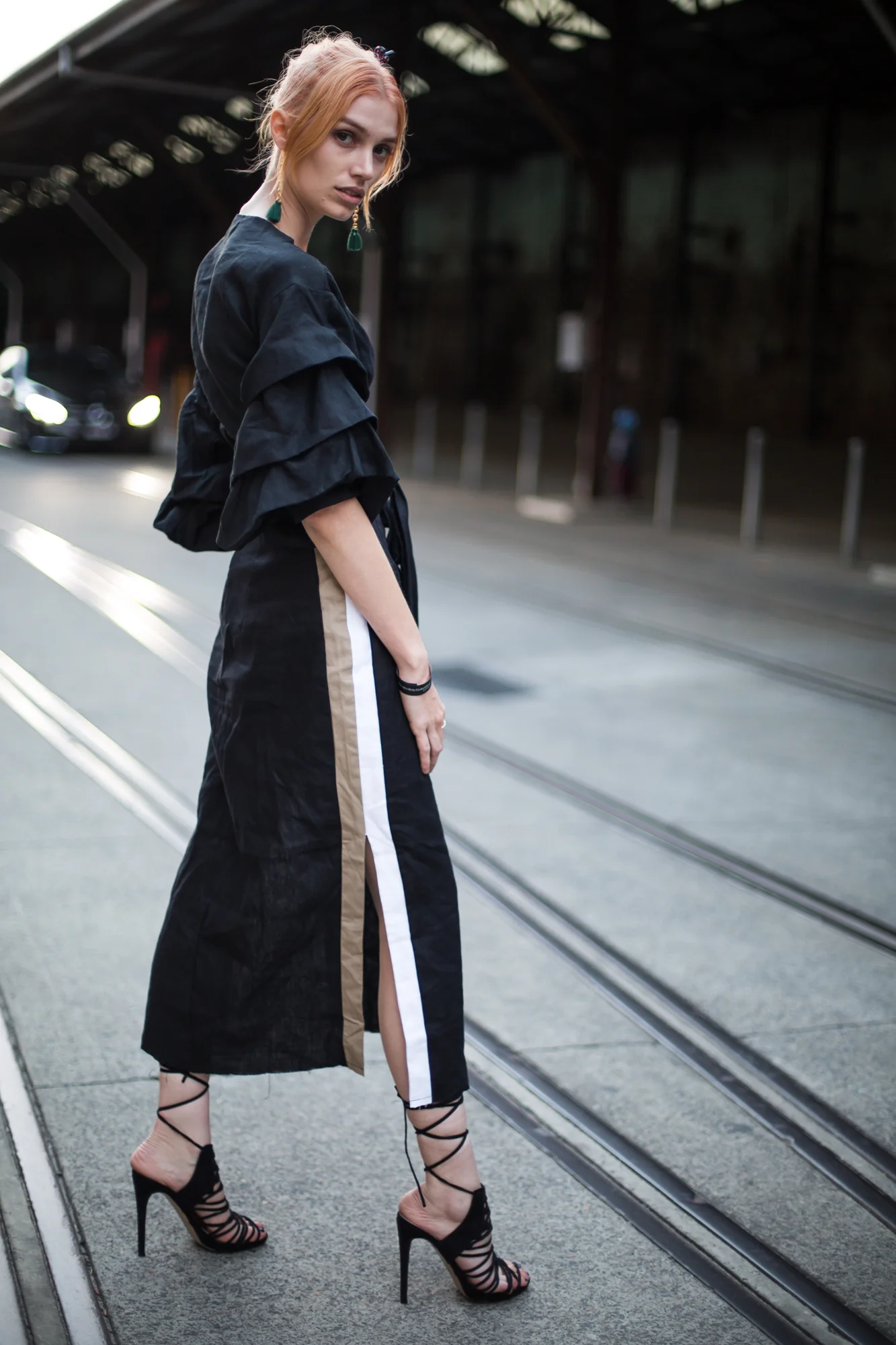 Earrings: Molten StoreStilettos: Betts For HerBag: ThriftedHair Chopstick: Daiso