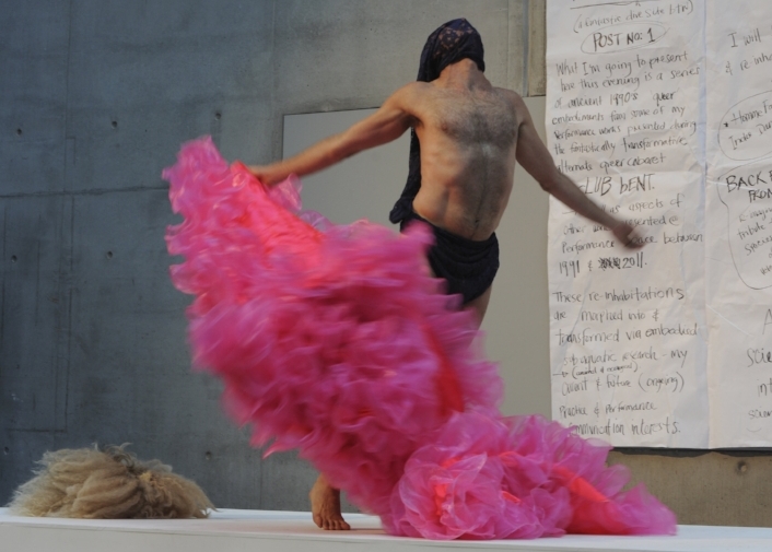 Transformational Limbsyncer - Performance Space, Carriageworks, 2014. A series of Dean's queer-specific performance works from the 90's re-imagined. Photo: Heidrun Lohr