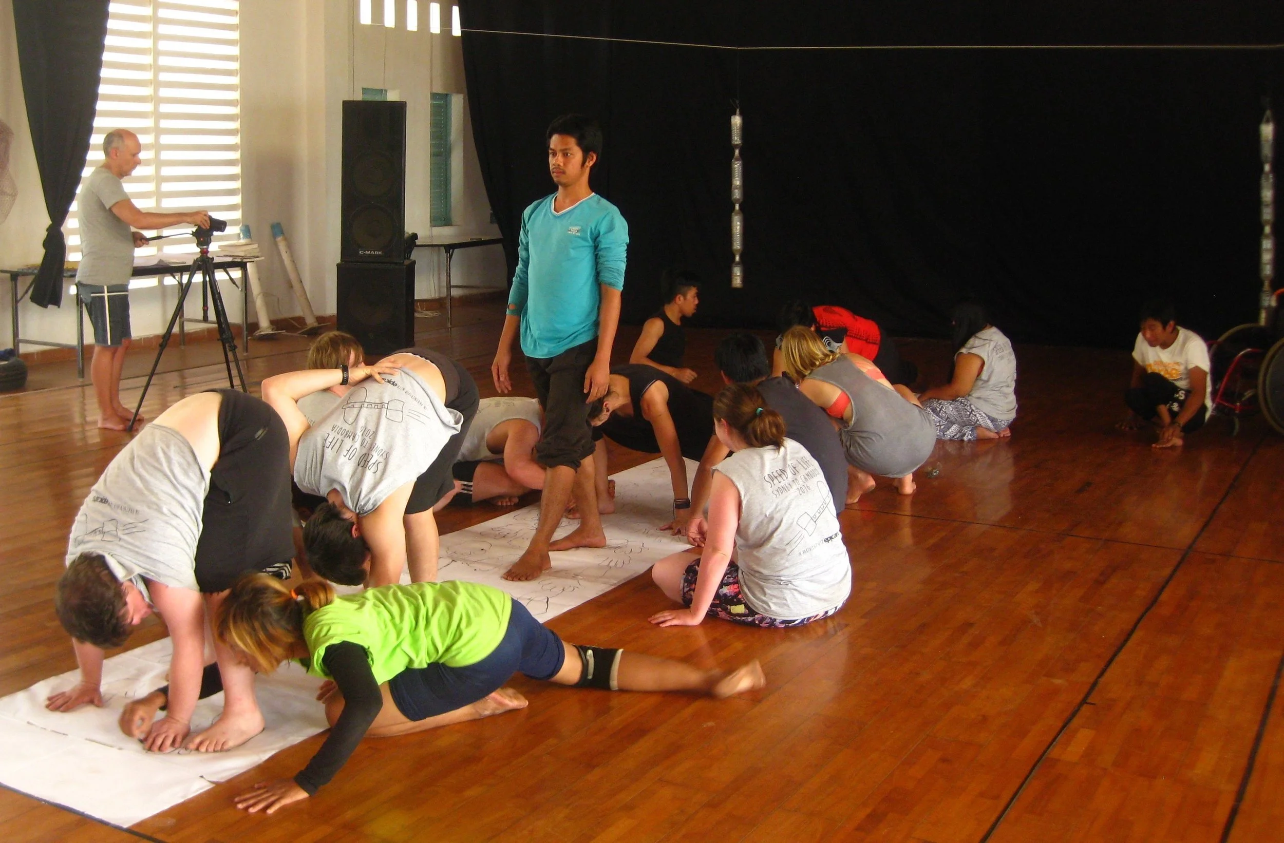 RUCKUS ensemble collaborating with Epic Encounters during our 2 weeks residency at Epic Arts, Kampot, Cambodia in 2016. Photo credit: Jerome Pearce