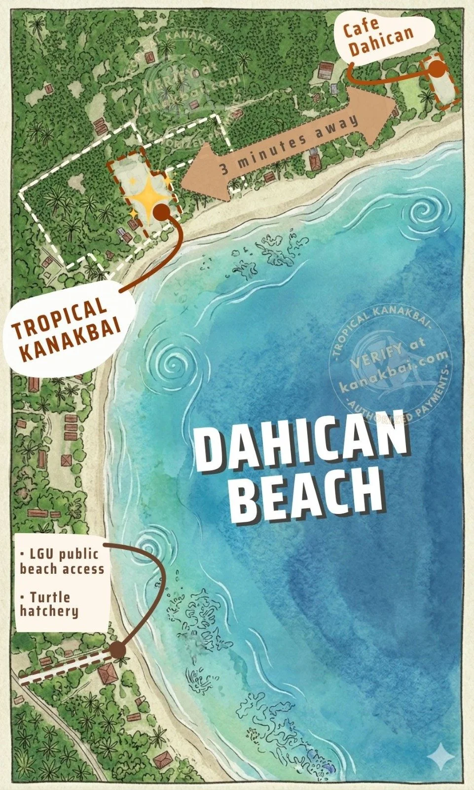 Mati City Dahican Beach Map of Tropical Kanakbai