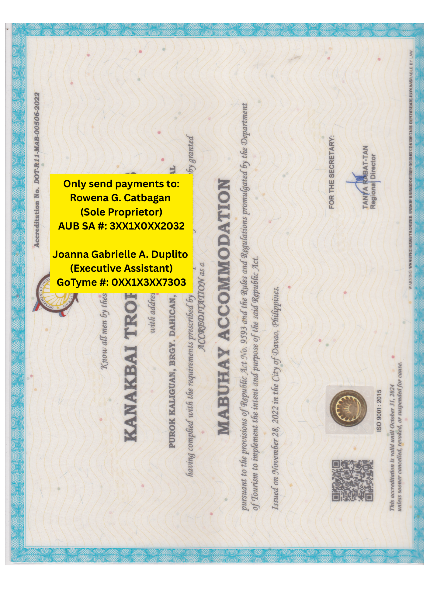DOT Certificate