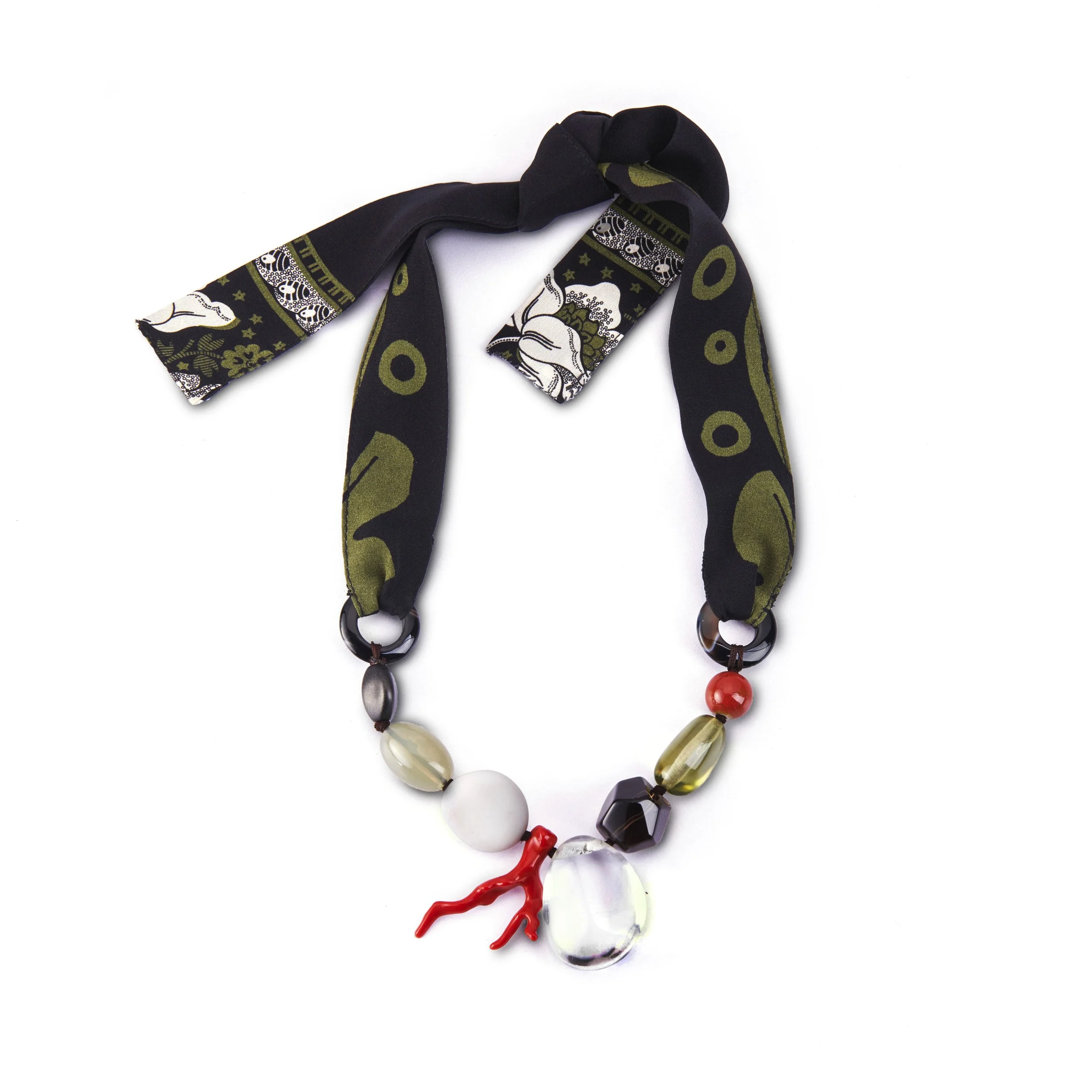 NECKLACE WITH FAUX & GENUINE CRYSTALS*天然和人造水晶