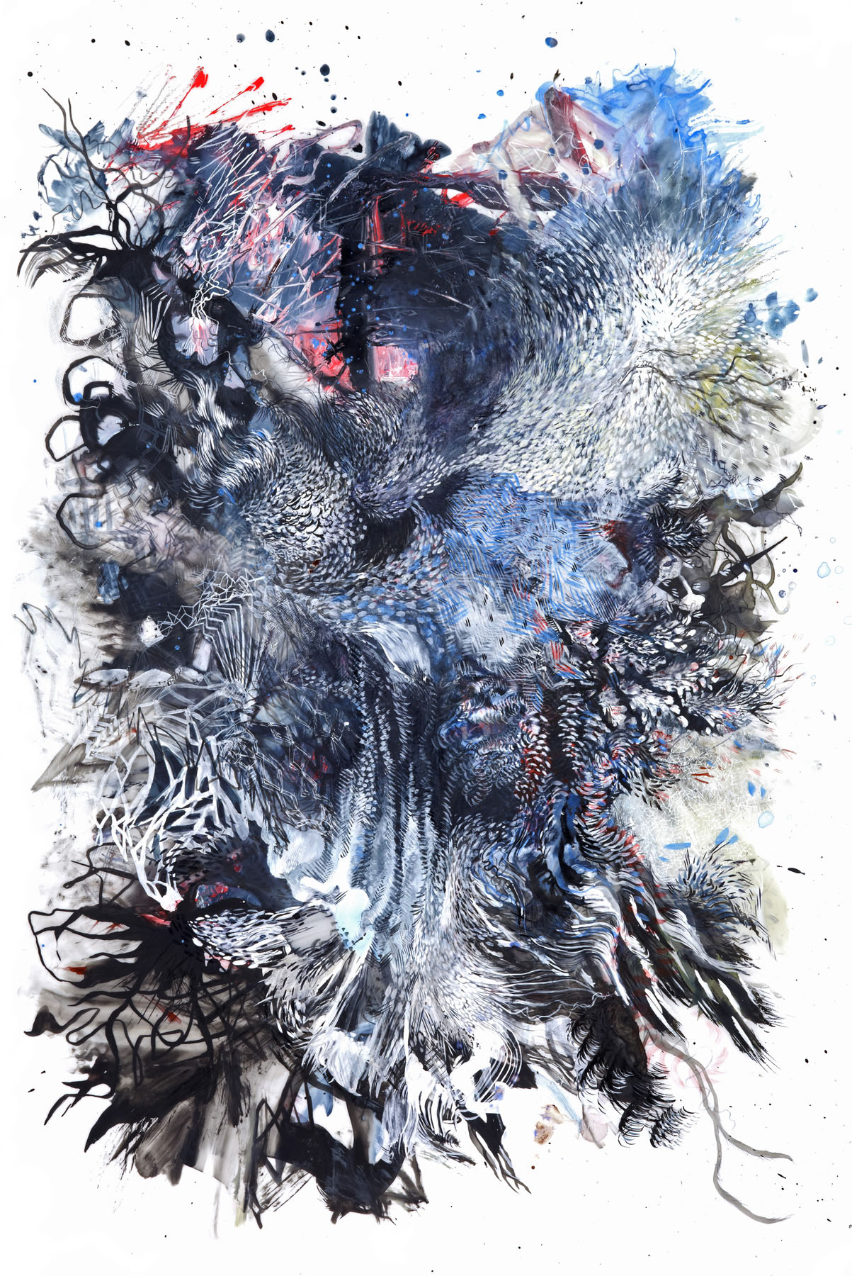 Paola Oxoa Second Nature 9 , 2010, Ink, gouache, and graphite on mylar, 36 x 24 in. (91.44 x 60.96 cm)