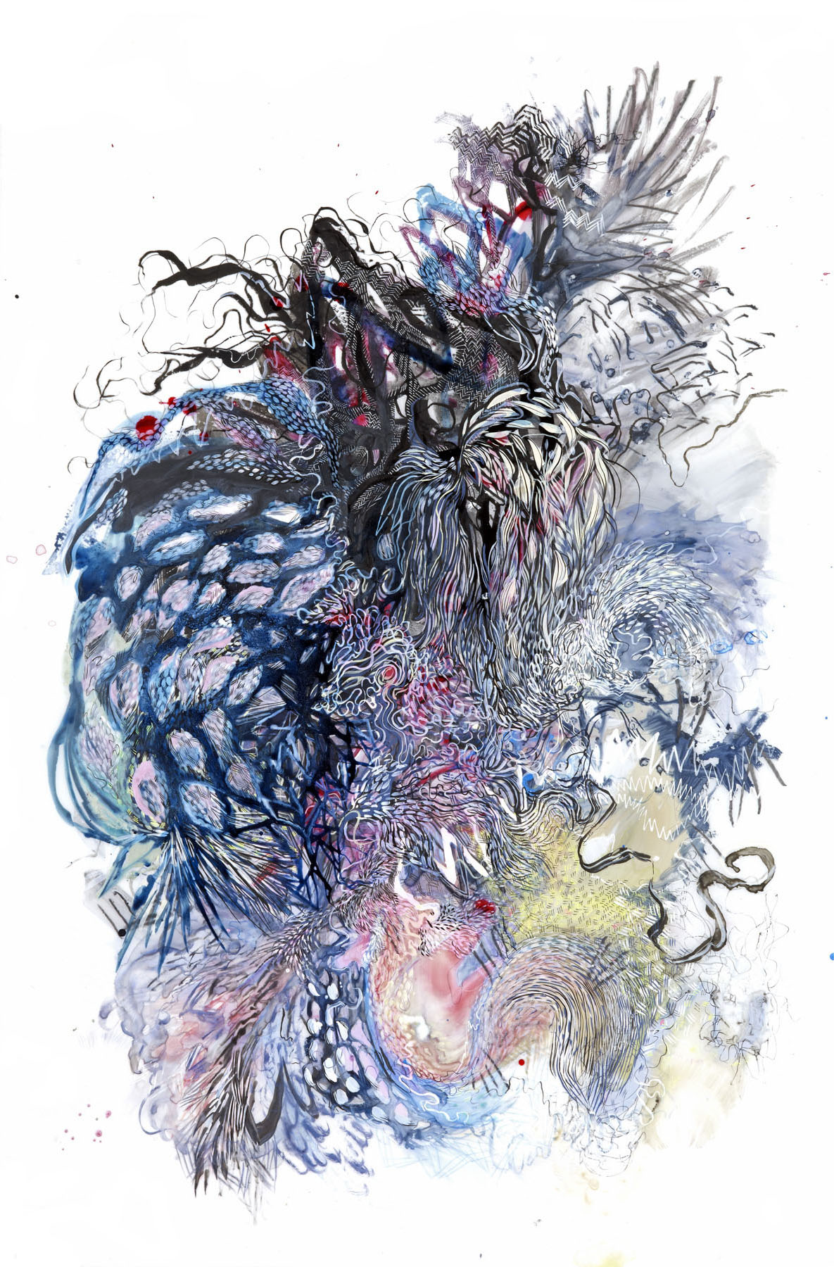 Paola Oxoa  Second Nature 16 , 2012, Ink, gouache, and graphite on mylar,  36 x 24 in. (91.44 x 60.96 cm) 
